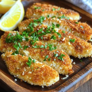 - 2 boneless, skinless chicken breasts - 1 cup all-purpose flour - 2 large eggs - 1 cup seasoned breadcrumbs - 1 cup grated Parmesan cheese - 1 teaspoon garlic powder - 1 teaspoon dried oregano - 1 teaspoon paprika - Salt and pepper to taste - Olive oil, for frying - Fresh parsley, chopped (for garnish) To make Parmesan crusted chicken cutlets, you need a few key ingredients. First, choose two boneless, skinless chicken breasts. This cut of meat is lean and cooks evenly. Next, gather one cup of all-purpose flour. This flour helps the chicken get a good base for the breading. You also need two large eggs to bind the breading. Now for the breading mixture! Mix together one cup of seasoned breadcrumbs with one cup of grated Parmesan cheese. This combo gives the cutlets a tasty crust. Add in one teaspoon of garlic powder for a flavor boost. Don’t forget the seasonings! One teaspoon each of dried oregano and paprika adds depth. You can season with salt and pepper to taste. For frying, you need good quality olive oil. Finally, chop some fresh parsley for garnish. This adds color and freshness to your dish. With these ingredients, you are ready to create delicious Parmesan crusted chicken cutlets! Start your meal by prepping the chicken. Place each chicken breast between two sheets of plastic wrap. Use a meat mallet to pound the chicken to about 1/2 inch thick. This method helps the chicken cook evenly and stay tender. Next, season the flour mixture. In a shallow bowl, combine 1 cup of all-purpose flour with salt and pepper to taste. Mix it well to ensure that every bite is full of flavor. Now, set up your breading stations. You will need three shallow bowls. In the first bowl, place the seasoned flour. In the second bowl, crack open two large eggs and beat them until smooth. In the third bowl, mix together seasoned breadcrumbs, 1 cup of grated Parmesan cheese, 1 teaspoon of garlic powder, 1 teaspoon of dried oregano, and 1 teaspoon of paprika. Add a pinch of salt and pepper to this mixture too. This step gives your cutlets a tasty crust. Let’s move on to the fun part—cooking the chicken cutlets! Take one chicken cutlet and dredge it in the flour mixture. Shake off the extra flour. Next, dip it into the beaten eggs, letting any excess egg drip back into the bowl. Finally, coat the chicken in the breadcrumb mixture, pressing gently to help the crumbs stick well. Heat olive oil in a large skillet over medium heat until it shimmers. Carefully add the breaded chicken cutlets to the pan, making sure not to crowd them. Fry each cutlet for about 4-5 minutes on each side. They should turn golden brown and reach an internal temperature of 165°F (75°C). Depending on the size of your skillet, you may need to fry the cutlets in batches. Once cooked, transfer the cutlets to a plate lined with paper towels to drain excess oil. Let them rest for a couple of minutes to keep them juicy. Enjoy your crispy and delicious Parmesan crusted chicken cutlets! To get crispy cutlets, start with dry chicken. Pat the chicken with paper towels. This keeps the breading from getting soggy. Use medium heat for frying. If the heat is too low, the chicken will absorb oil. If it is too high, the outside will burn before the inside cooks. Breading chicken can be messy. To avoid stickiness, use one hand for wet ingredients and one for dry. This keeps your fingers cleaner. Set up your breading station in order: flour, egg, then breadcrumbs. After breading, place the cutlets on a parchment-lined tray. This makes cleanup simple. For extra flavor, add spices to your breadcrumb mix. Garlic powder, oregano, and paprika work well. You can also try adding a pinch of cayenne for heat. When serving, garnish the cutlets with fresh parsley. A slice of lemon adds a nice touch, too. It brightens the dish and makes it look great. {{image_4}} You can change the cheese to add new flavors. Try using mozzarella or provolone for a milder taste. These cheeses melt nicely, giving a delicious gooey texture. You can also add herbs to the cheese mixture. Mix in fresh basil or thyme for a bright, herby kick. These small changes can make your dish feel new. There are many ways to cook your chicken cutlets. You can bake them in the oven if you want a healthier option. Preheat your oven to 400°F (200°C). Place the breaded cutlets on a baking sheet lined with parchment paper. Bake for about 20 minutes, flipping halfway through. They will come out crisp and golden. You can also use an air fryer for a quick, less oily version. Preheat your air fryer to 375°F (190°C). Arrange the cutlets in a single layer and cook for about 12-15 minutes. This method keeps them crispy while cutting down on fat. Pair your chicken cutlets with tasty sides. A fresh green salad goes well. The crunch complements the cutlets perfectly. You can also serve roasted vegetables or mashed potatoes for a hearty meal. For dipping sauces, try marinara or a creamy garlic sauce. These add flavor and moisture to the crispy chicken. You can even mix some lemon juice into the sauce for a zesty twist. Store your leftover chicken cutlets in an airtight container. This keeps them fresh and safe to eat. You can refrigerate them for up to three days. If you want to enjoy them later, make sure they cool down first before sealing. To reheat the cutlets, the oven works best. Preheat it to 375°F (190°C). Place the cutlets on a baking sheet for about 10-15 minutes. This keeps them crispy. You can also use a skillet. Heat a little olive oil over medium heat. Cook each cutlet for about 3-4 minutes on each side. Avoid the microwave if you want to keep them crunchy. If you want to freeze your chicken cutlets, do this before cooking them. Place the breaded cutlets in a single layer on a baking sheet. Freeze them for about an hour. Then, transfer them to a freezer bag. They will keep well for up to three months. When you’re ready to cook, thaw the cutlets in the fridge for a few hours or overnight before frying. This helps them cook evenly. To keep your chicken cutlets crispy, follow these tips: - Use dry chicken: Pat the chicken dry before breading. - Hot oil: Fry cutlets in hot oil to create a crunchy crust. - Avoid overcrowding: Fry in batches so heat stays high. - Drain properly: Place cooked cutlets on a paper towel to absorb oil. These steps help keep your cutlets crispy and delicious! Yes, you can make these cutlets in advance. Here’s how: - Store cooked cutlets: Place them in an airtight container. - Refrigerate: They last up to three days in the fridge. - Reheat carefully: Use an oven or skillet to reheat. This keeps the cutlets crispy. Microwaving can make them soggy, so avoid that if you can. To make this recipe gluten-free, try these substitutions: - Flour: Use gluten-free all-purpose flour. - Breadcrumbs: Choose gluten-free breadcrumbs or crushed gluten-free crackers. These swaps allow you to enjoy crispy Parmesan cutlets without gluten! You learned how to make flavorful Parmesan crusted chicken cutlets in this article. We covered the main ingredients, step-by-step instructions, and valuable tips for the best results. Don't forget the creative variations to keep things exciting. Proper storage and reheating methods will help you enjoy your leftovers too. With this knowledge, you can impress anyone with your cooking skills. Get ready to cook and enjoy these tasty cutlets!