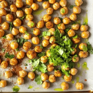- 1 can (15 oz) chickpeas - 2 tablespoons high-quality olive oil - 1 teaspoon chili powder - 1/2 teaspoon ground cumin - 1/2 teaspoon smoked paprika - Juice and zest of 1 lime - Salt, to taste - Fresh cilantro, for garnish - Baking sheet - Parchment paper - Mixing bowl - Kitchen towel or paper towels Chili lime roasted chickpeas need simple, fresh items. The chickpeas are the star. Use a can for ease. Rinse them well and dry them. This helps them get super crispy. The olive oil adds richness. High-quality oil makes a big difference. It helps the spices stick and gives flavor. Chili powder adds heat and depth. Ground cumin and smoked paprika bring warmth and a bit of smokiness to each bite. Don’t forget the lime! The juice and zest brighten the dish. They balance the spices and make it pop. Salt enhances all these flavors. Use fresh cilantro as a garnish for extra flair. It adds a fresh note that lightens everything. For tools, a baking sheet lined with parchment paper makes cleanup easy. A mixing bowl helps you combine the ingredients well. A kitchen towel will be handy to dry the chickpeas properly. Gather your ingredients and tools. You're ready to create a crunchy and flavorful snack! Start by preheating your oven to 400°F (200°C). This high temperature is key for roasting. It helps the chickpeas get crispy and golden. If you skip this step, they may not roast well. Once the oven is hot, it's time to prepare the chickpeas. Use a clean kitchen towel or paper towels to dry them. Gently pat them to remove as much moisture as you can. This step is crucial for that crunchy texture you want. In a medium bowl, mix the dried chickpeas with olive oil, chili powder, ground cumin, smoked paprika, lime juice, lime zest, and salt. Toss everything well to coat each chickpea. This ensures an even flavor throughout, making every bite tasty. Spread the seasoned chickpeas on a lined baking sheet. Make sure to spread them in a single layer. This helps them roast evenly. Bake for 25-30 minutes. Halfway through, shake the pan gently to keep them from sticking. They are done when they look golden and feel crispy. After roasting, take the chickpeas out and let them cool for a few minutes. Taste them and adjust the salt if needed. This step helps you get the right flavor before serving. Right before serving, sprinkle fresh cilantro on top. This adds a pop of color and bright flavor. You can serve these chickpeas in a bowl or on a platter to impress your guests. Enjoy your crunchy, flavorful snack! Drying chickpeas is key to getting them crispy. Any moisture left on them will steam instead of roast. After rinsing, grab a kitchen towel or paper towels. Pat the chickpeas dry until they feel dry to the touch. This simple step makes a big difference. To enhance texture, use a high-quality olive oil. It helps with even roasting and flavor. Spread the chickpeas in a single layer on the baking sheet. This allows them to roast evenly. Shake the baking sheet halfway through cooking. This helps avoid sticking and promotes even browning. You can mix up the spices to fit your taste. Try adding garlic powder or cayenne for extra heat. You could even use curry powder for a fun twist. If you want more lime flavor, add extra lime juice or zest. Adjust the lime to your liking for a zesty kick. Chili lime roasted chickpeas are great on their own. Pair them with dips like guacamole or hummus for a fun snack. You can also toss them in salads for added crunch. If you have leftovers, use them in soups or grain bowls for extra protein and texture. They make a great topping for tacos too! {{image_4}} You can change the flavor of your chili lime roasted chickpeas with different spices. For a Mexican twist, try adding taco seasoning or cayenne pepper. Both spices will give your chickpeas a warm kick. You could also add garlic powder or onion powder for extra depth. For a Mediterranean flavor, use oregano and thyme instead. Add a sprinkle of feta cheese after roasting to elevate the taste. You can even mix in some sun-dried tomatoes for a burst of savory goodness. If you need gluten-free options, don’t worry! Chickpeas are naturally gluten-free. Just ensure any spices you use are also gluten-free. Most pre-made spice mixes can have hidden gluten, so check the labels. For vegan alternatives, this recipe is already perfect. All the ingredients are plant-based. You can serve these chickpeas with a vegan dip, like hummus or guacamole, to make a complete snack. You can use dried chickpeas instead of canned ones. Just soak them overnight and cook them until soft. This way, you control the texture and flavor even more. If you want a healthier oil, try avocado oil or coconut oil. Both work well in this recipe. They add their unique flavors while keeping the chickpeas nice and crispy. To keep your chili lime roasted chickpeas fresh, store them in an airtight container. Place them in the fridge for up to 3 days. This helps maintain their crunch. If you notice some softness, re-roast them for a few minutes to regain crispiness. For longer storage, you can freeze roasted chickpeas. Allow them to cool completely. Then, place them in a freezer-safe bag. They can last for up to 3 months in the freezer. When you want to eat them, thaw overnight in the fridge. Reheat them in a hot oven for about 10 minutes for that crispy texture. Roasted chickpeas can last for about a week when stored properly at room temperature. After a few days, they may lose some crunch. For the best taste and texture, enjoy them fresh. Chickpeas are packed with protein, fiber, and vitamins. They help keep you full. Eating chickpeas can support heart health and aid digestion. They also provide iron and magnesium, which are good for energy and muscle function. These little legumes are a great choice for a healthy snack! Yes, you can! Dried chickpeas need more time to cook. Soak them overnight in water. Then, boil them until soft before roasting. This method offers a fresher taste. Just be sure to dry them well before seasoning. You will know they are done when they turn golden brown. They should feel crispy to the touch. Give the baking sheet a shake halfway through baking. This helps them cook evenly and prevents sticking. Absolutely! You can add more chili powder or even cayenne pepper. If you love heat, try adding diced jalapeños before roasting. Adjust the spice level to fit your taste. It’s all about what you enjoy! These chickpeas make a great snack on their own. You can also add them to salads for crunch. They pair well with dips like hummus or guacamole. Use them as toppings on tacos or bowls for added flavor. The options are endless! Chili lime roasted chickpeas are easy to make and delicious. We covered key ingredients, tools, and step-by-step instructions. You learned how to achieve crispiness and enhance flavor with various spices. Emphasizing drying and taste testing leads to the best texture and taste. Feel free to experiment with seasonings or pair these with your favorite snacks. Follow the storage tips to keep them fresh. Enjoy your tasty, healthy treat that’s perfect for any occasion!