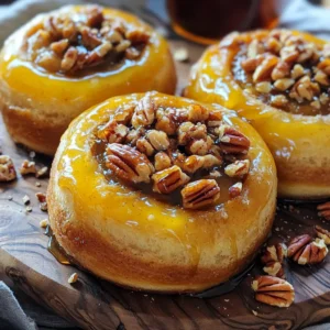 - 4 cups all-purpose flour - ¼ cup granulated sugar - 1 teaspoon salt - 2 ¼ teaspoons active dry yeast (1 packet) - 1 cup whole milk, warmed to about 110°F (45°C) - ⅓ cup unsalted butter, melted - 2 large eggs - ½ teaspoon ground cinnamon - ½ cup packed light brown sugar - 1 cup pecans, coarsely chopped - ½ cup pure maple syrup - ¼ cup raisins - ¼ teaspoon ground nutmeg - Large mixing bowl - Wooden spoon - Rolling pin - 9x13 inch baking dish - Sharp knife - Damp cloth for rising - Oven for baking Gather these ingredients and tools before you start. This will make your baking process smooth and fun. The essential ingredients create a rich taste, while the optional ones add extra sweetness and depth. Enjoy the process of making these sticky buns with your favorite kitchen gear! Start by grabbing a large mixing bowl. Combine 1 cup of warmed milk, ¼ cup of granulated sugar, and 2 ¼ teaspoons of active dry yeast. Let it sit for 5 to 10 minutes. You will see bubbles or foam form on top. This shows the yeast is ready to go! Once the yeast is frothy, add ⅓ cup of melted butter and 2 large eggs to the mixture. Stir it all together until it is smooth. In another bowl, mix 4 cups of flour, 1 teaspoon of salt, ½ teaspoon of ground cinnamon, and ¼ teaspoon of ground nutmeg. This is your dry mix. Now, slowly add the dry mix to your wet ingredients. Use a wooden spoon to gently stir until a sticky dough forms. Next, turn the dough out onto a lightly floured surface. Knead it for 8 to 10 minutes. You want the dough to be smooth and elastic. After kneading, place the dough in a greased bowl. Cover it with a damp cloth and let it rise in a warm spot for about 1 hour. When it has doubled in size, punch it down gently to release air. Roll it out into a rectangle about ¼ inch thick. Spread softened butter on the dough, then sprinkle ½ cup of packed brown sugar, more cinnamon, and 1 cup of chopped pecans. If you want, toss in ¼ cup of raisins. Roll the dough tightly from one long edge to create a log. Cut the log into 12 equal pieces. Place the pieces cut-side up in a greased 9x13 inch baking dish. Mix ½ cup of maple syrup and the remaining pecans in a bowl. Pour this over the buns. Cover and let them rise for another 30 minutes. Preheat your oven to 350°F (175°C). Bake the buns for 20 to 25 minutes until they are golden brown. Let them cool in the pan for 5 minutes before serving. To make soft, fluffy sticky buns, the dough needs to be just right. Here are some tips: - Use room temperature eggs. Cold eggs can slow down rising. - Warm the milk to about 110°F. Too hot can kill the yeast. - Knead until the dough feels smooth and elastic. This takes about 8-10 minutes. - Let the dough rise in a warm spot. This helps it grow big and fluffy. Even baking is key for great sticky buns. Follow these steps: - Preheat your oven to 350°F before baking. - Use a light-colored pan to avoid burning the bottom. - Rotate the pan halfway through baking. This helps it bake evenly. - Watch for a golden brown color. This is your cue that they are done. Flavor is what makes these sticky buns special. Here’s how to boost it: - Use pure maple syrup for the best taste. Avoid imitation syrup. - Add ground cinnamon to the filling. It gives warmth and depth. - Mix in chopped pecans for crunch. They add a lovely texture. - Consider adding raisins for a touch of sweetness. They blend nicely with the flavors. {{image_4}} You can switch up the nuts in your sticky buns. Instead of pecans, try walnuts or hazelnuts for a new twist. Both add great crunch and flavor. Want to add fruit? Chopped apples or dried cherries work well too. They bring sweetness and moisture. Just remember, if you add more ingredients, adjust the sugar slightly. For a vegan version, replace eggs with flaxseed meal or applesauce. Use plant-based milk and vegan butter. For gluten-free buns, swap the all-purpose flour with a gluten-free blend. Make sure the blend has xanthan gum for a good texture. These changes allow everyone to enjoy these sticky buns. Want to add a new flavor? Try chocolate chips mixed into the filling. They melt and create a gooey texture. You can also add spices like cardamom or ginger to the dough for warmth. If you love a kick, a pinch of cayenne can add a surprise heat. Experimenting with flavors makes your sticky buns unique and fun! To keep your sticky buns fresh, place them in an airtight container. You can also wrap them tightly in plastic wrap. Store them at room temperature for up to three days. If you want them to last longer, refrigeration is an option. However, it may dry them out. To reheat your sticky buns, preheat your oven to 350°F (175°C). Place the buns on a baking sheet. Cover them with aluminum foil to keep them moist. Heat for about 10-15 minutes, or until warm. You can also use a microwave for quick reheating. Just warm them for 15-20 seconds, but they may lose some texture. If you want to freeze your sticky buns, wrap them tightly in plastic wrap, then foil. You can freeze them for up to three months. To thaw, place them in the fridge overnight. For a warm treat, reheat them in the oven after thawing. Enjoy them fresh, just like when they were baked! Yes, you can make these sticky buns ahead of time. Prepare the dough and fill it the night before. Place the rolls in the fridge after shaping them. In the morning, let them rise for about 30 minutes. Then, bake as directed. This saves time and gives you fresh buns for breakfast. If you don't have active dry yeast, try using instant yeast. Use the same amount, 2 ¼ teaspoons. Instant yeast does not need to be activated in warm milk. You can mix it directly with the dry ingredients. Sticky buns may not rise for a few reasons. First, check if your yeast is active. If it does not foam in warm milk, it’s not good. Also, make sure your dough is in a warm spot to rise. Cold air can slow down the process. Yes, you can make these sticky buns without nuts. Just skip the pecans in the filling and topping. You can add other ingredients, like chocolate chips or dried fruit, for added flavor. To check if the sticky buns are done, look for a golden brown color on top. You can also insert a toothpick in the center. If it comes out clean, the buns are ready. Let them cool for a few minutes before serving. Bakery-style maple pecan sticky buns are a treat you can easily make. We reviewed key ingredients, step-by-step instructions, and helpful tips. With options for variations and storage advice, you can enjoy these sticky buns anytime. Remember to activate your yeast and knead the dough well for the best result. Trust your taste! With practice, you’ll create a delightful batch every time. Enjoy this sweet journey!