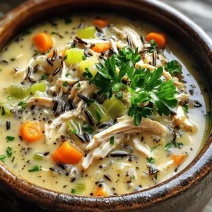 - 1 lb boneless, skinless chicken breasts - 1 cup wild rice, thoroughly rinsed - 1 medium onion, finely diced - 2 medium carrots, diced - 2 stalks celery, diced - 3 cloves garlic, minced The chicken is the heart of this soup. It brings protein and flavor that warms the soul. Wild rice adds a nutty taste and chewy texture. The vegetables are key too. They add color, crunch, and nutrients to every bowl. - 6 cups low-sodium chicken broth - 1 teaspoon dried thyme - 1 teaspoon dried parsley - ½ teaspoon freshly ground black pepper - 1 cup heavy cream The broth acts as a base. It ties all the flavors together, making each spoonful rich and savory. Dried herbs like thyme and parsley enhance the taste. Black pepper brings a mild kick. Finally, heavy cream adds creaminess that you will love. - 3 tablespoons cornstarch (optional, for thickening) - Fresh parsley, chopped, for garnish Cornstarch is handy if you want a thicker soup. It helps give that comforting, hearty texture. Fresh parsley not only looks great but adds a burst of flavor. You can sprinkle it on top for a nice touch. - First, lay the chicken breasts flat in the bottom of your slow cooker. - Next, add the rinsed wild rice on top of the chicken. - Then, layer the diced onion, carrots, celery, and minced garlic. - Carefully pour in the chicken broth so all ingredients are covered. - Sprinkle in the dried thyme, parsley, and black pepper. - Use a spatula to stir gently, but don’t disturb the chicken too much. - Set your slow cooker to low for 6-7 hours, or high for 3-4 hours. - Check for tenderness; the chicken should shred easily with a fork. - About 30 minutes before serving, remove the lid and shred the chicken into bite-sized pieces. - Stir the chicken back into the soup to mix with the rice and veggies. - Stir in the heavy cream completely for a rich flavor. - Taste the soup and add salt as needed for better flavor. - If you want a thicker soup, mix cornstarch with a bit of water to make a slurry. - Stir the slurry into the soup and let it cook on low for an extra 30 minutes. - Finally, serve the soup in bowls and top with fresh parsley for a beautiful look. Enhancing with Fresh Herbs Fresh herbs add life to the soup. I love using parsley and thyme. You can mix in some fresh parsley at the end for a bright taste. It also looks nice on top. If you want a stronger flavor, add some thyme during cooking. Fresh herbs make a big difference. Adjusting Texture The soup should be creamy but not too thick. If you like it thicker, add cornstarch. Mix it with a bit of water first. This way, it blends in easily. If you prefer a brothier soup, skip the cornstarch. Adjust as you go for the right feel. Optimal Cooking Times Cooking this soup on low for 6-7 hours works best. The chicken becomes very tender. If you're short on time, cook it on high for 3-4 hours. Just check the chicken's doneness before serving. It should shred easily. Avoiding Overcooking Keep an eye on the time. Overcooking can make the chicken dry. If you notice it’s been cooking longer than 7 hours, turn it off. Shred the chicken as soon as it’s tender. This keeps the meat juicy and flavorful. Serving Suggestions Serve the soup in big, rustic bowls. It feels warm and inviting. Pair it with crusty bread for dipping. This makes each bite comforting and fun. You can sprinkle more fresh parsley on top for color. Enhancing with Sides A side salad goes great with this soup. It adds crunch and freshness. Try a simple green salad with a light vinaigrette. This meal becomes even more satisfying with a good side. Enjoy the cozy experience! {{image_4}} Different Proteins or Grains You can use many proteins in this soup. Try turkey or diced tofu for a plant-based option. If you want a different grain, consider using quinoa or farro. Both add great texture and flavor. Seasonal Vegetables Switch up the vegetables based on what you have. In winter, add hearty root veggies like parsnips or sweet potatoes. In summer, fresh zucchini or bell peppers can brighten the dish. Gluten-Free Options For a gluten-free soup, ensure your broth is gluten-free. Wild rice is naturally gluten-free, making it a great choice. You can also use gluten-free cornstarch for thickening. Dairy-Free Suggestions If you want a dairy-free version, swap heavy cream for coconut milk or almond milk. These options keep the soup creamy while adding a unique taste. Spicing it Up Add a kick by mixing in cayenne or crushed red pepper flakes. These spices enhance the flavor without overpowering it. You can also experiment with different herbs, like rosemary or cilantro. Using Different Broths Try using vegetable broth for a lighter taste or mushroom broth for a deeper flavor. Each broth brings its unique twist to this cozy soup. Choose what fits your style best! - How to Store Leftovers Allow the soup to cool to room temperature. Transfer it to an airtight container. Store it in the fridge. This keeps it fresh. - Shelf Life The soup lasts about 3 to 4 days in the fridge. Always check for signs of spoilage before eating. - Proper Freezing Techniques To freeze, use freezer-safe containers. Leave some space at the top. This helps the soup expand as it freezes. - Reheating Tips Thaw the soup overnight in the fridge. Reheat it on the stove or in the microwave. Stir well to ensure even heating. - Preparing in Advance You can prep all the ingredients ahead of time. Chop the veggies and measure the rice and spices. Keep them in separate bags. - Portioning for Convenience Freeze the soup in single-serve portions. This makes it easy to grab a quick meal. Just heat and enjoy! Can I use brown rice instead of wild rice? Yes, you can use brown rice. It cooks faster, so adjust the time. Cook brown rice for about 30-40 minutes in the slow cooker. Wild rice offers a unique taste that adds depth to this soup. How to know when the chicken is fully cooked? Check the chicken for an internal temperature of 165°F. You can also shred it easily with a fork. If it falls apart, it's ready! Can I cook on high instead of low? Yes, you can cook on high for 3-4 hours. This saves time but may change the flavor depth. Low cooking for 6-7 hours gives better taste. How to thicken soup without cornstarch? You can use mashed potatoes or pureed vegetables. Blend some soup and stir it back in for a creamy texture. This adds flavor too! Is this recipe suitable for freezing? Yes, this soup freezes well. Cool it completely before placing it in a freezer-safe container. It lasts about 3 months in the freezer. Can I make this soup on a stovetop instead? Yes, you can! Use a large pot and simmer on low for about 30-40 minutes. Stir often until the chicken is cooked and the rice is tender. In this blog post, we explored a simple slow cooker chicken soup. We covered the key ingredients like chicken, wild rice, and vegetables. You learned about seasonings and optional thickening agents. The step-by-step instructions made cooking easy. To wrap it up, remember these tips for flavor, presentation, and storage. Enjoy customizing the recipe with your favorite ingredients. With these tools, you can craft a warm, tasty soup that everyone will love. Happy cooking!