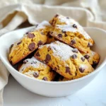 Here are the ingredients you need for pumpkin chocolate chip scones: - 2 cups all-purpose flour - ⅓ cup granulated sugar - 1 tablespoon baking powder - ½ teaspoon baking soda - ½ teaspoon salt - 1 teaspoon ground cinnamon - ½ teaspoon ground nutmeg - ¼ cup cold unsalted butter, cubed - ½ cup pumpkin puree - ¼ cup heavy cream - 1 large egg - 1 teaspoon vanilla extract - ½ cup semi-sweet chocolate chips - Extra sugar for sprinkling Each ingredient plays a key role in making these scones tasty. The flour gives structure, while the sugar adds sweetness. Baking powder and baking soda help the scones rise. The spices like cinnamon and nutmeg bring warmth and comfort, perfect for fall. Using cold butter is vital. It creates flaky layers in your scones. The pumpkin puree provides moisture and flavor, while the heavy cream adds richness. The egg binds everything together, and vanilla enhances the overall taste. Lastly, the chocolate chips offer delightful bursts of sweetness. Gather these items before starting. Having everything ready makes the process smooth and fun. Enjoy the delightful aroma as you bake these scones, filling your kitchen with the essence of fall! - Preheat the oven to 400°F (200°C) and line a baking sheet with parchment paper. - In a large mixing bowl, whisk together: - 2 cups all-purpose flour - ⅓ cup granulated sugar - 1 tablespoon baking powder - ½ teaspoon baking soda - ½ teaspoon salt - 1 teaspoon ground cinnamon - ½ teaspoon ground nutmeg - Add ¼ cup of cold unsalted butter, cubed, to the dry mix. Blend until it looks like coarse crumbs. - In a separate bowl, whisk together: - ½ cup pumpkin puree - ¼ cup heavy cream - 1 large egg - 1 teaspoon vanilla extract - Pour the pumpkin mixture into the dry mix. Stir gently until just moistened. Avoid overmixing to keep the scones tender. - Fold in ½ cup of semi-sweet chocolate chips until evenly mixed. - Turn the dough out onto a floured surface. Pat it down into a round disc, about 1-inch thick. - Use a sharp knife to slice the dough into 8 wedges. Place them on the prepared baking sheet. - Sprinkle some extra sugar on top of each scone for added sweetness. - Bake for 15-18 minutes, until golden brown. A toothpick should come out clean from the center. - Let the scones cool for a few minutes before transferring them to a wire rack. To get the best texture in your scones, follow these tips: - Use cold butter: Cold butter helps create flaky layers. Cut it into small cubes and mix it well. - Do not overmix: When you combine wet and dry ingredients, mix until just combined. Overmixing makes scones tough. When folding in chocolate chips, be gentle. Here’s how: - Add chips last: After you mix the wet and dry ingredients, fold in the chocolate chips. - Use a spatula: Gently fold until chips are evenly spread. This way, they won’t break apart. For a beautiful presentation, serve your scones warm. Here are some ideas: - Use a platter: Arrange scones on a rustic wooden platter. This adds charm to your table. - Garnish: Add a few cinnamon sticks or decorative leaves around the scones. Pair your pumpkin chocolate chip scones with these drinks: - Coffee or tea: A warm cup of coffee or spiced chai works great. - Hot cocoa: For a sweet treat, serve with a rich hot cocoa. These tips will help you enjoy your scones to the fullest! {{image_4}} You can boost the flavor of your pumpkin chocolate chip scones with fun additions. Try adding spices like ginger or allspice. These spices give a warm, cozy taste. You can also use extracts like almond or maple. A splash of these will surprise your taste buds. If you want to change the chocolate chips, go for different mix-ins. Dried cranberries or walnuts can add a nice crunch and tang. For a twist, use white chocolate chips or butterscotch chips. These small changes can make your scones unique. If you need gluten-free scones, swap all-purpose flour with a gluten-free blend. Many brands work great in baking. Just check that it has a good binding agent, like xanthan gum. This will help keep your scones fluffy and light. For vegan options, you can replace butter with coconut oil or vegan butter. Use a flax egg instead of a regular egg. To make a flax egg, mix one tablespoon of ground flaxseed with three tablespoons of water. Let it sit until it thickens. These simple swaps make it easy to enjoy tasty scones while keeping your diet in mind. To keep your pumpkin chocolate chip scones fresh, store them in an airtight container. Place a piece of wax paper between layers to prevent sticking. They will stay fresh for about three days at room temperature. If you want to enjoy them warm, reheat them in the oven. Set your oven to 350°F (175°C) and heat for about 5-7 minutes. This will make them taste fresh and warm again. If you want to save scones for later, freezing is a great option. Wrap each scone in plastic wrap, then place them in a freezer bag. They will last up to three months in the freezer. When you are ready to eat, take them out and let them thaw at room temperature. For a warm treat, reheat them in the oven as mentioned before. Enjoy these delightful scones whenever you crave a taste of fall! Can I use fresh pumpkin instead of canned? Yes, you can use fresh pumpkin. Just make sure to roast it and puree it well. Fresh pumpkin may have a different moisture level. This can affect the texture of your scones. Adjust other wet ingredients as needed for balance. How can I prevent scones from being dry? To keep scones moist, don’t overmix the dough. Mix until just combined. Cold butter is key; it helps create steam during baking. Also, consider adding more pumpkin puree or cream for extra moisture. What can I substitute for heavy cream? You can use milk or a non-dairy milk. If you want a richer flavor, blend milk with a little butter. This gives you a cream-like texture. How do I know when my scones are done baking? Your scones are done when they turn golden brown. A toothpick inserted should come out clean. If it's wet, bake a few more minutes. Keep an eye on them! Can I make the dough ahead of time? Absolutely! You can chill the dough for up to 24 hours. Wrap it tightly and store it in the fridge. When ready to bake, just slice and bake as usual. You learned how to make delicious scones with simple steps. We covered the key ingredients, mixing methods, and baking times. I shared tips for perfecting texture and serving ideas. You can even explore fun variations for dietary needs. Remember to store leftover scones properly to keep them fresh. Enjoy your baking and impress your friends with these tasty treats! Happy baking!