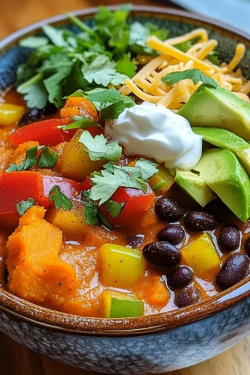 To make your pumpkin chili, you'll need these key items: - 1 can (15 oz) black beans, thoroughly drained and rinsed - 1 can (15 oz) pumpkin puree, packed full of flavor - 1 large onion, finely diced - 2 cloves garlic, minced - 1 bell pepper (any color you adore), diced - 1 can (14 oz) diced tomatoes with green chilies - 1 cup vegetable broth, low-sodium if you like - 2 teaspoons chili powder - 1 teaspoon ground cumin - ½ teaspoon smoked paprika - Salt and freshly ground pepper to taste These ingredients create a base full of flavor and warmth. When serving your chili, consider adding these tasty toppings: - Freshly sliced avocado - Chopped cilantro - A dollop of sour cream - A sprinkle of shredded cheese These toppings add creaminess and freshness to your dish. Feel free to switch things up! Here are some ideas: - Use different beans like kidney beans or pinto beans. - Add corn for a bit of sweetness and crunch. - Toss in some cooked ground turkey or beef for extra protein. These variations keep the chili exciting and cater to your taste! First, gather all your ingredients. You need: - 1 can (15 oz) black beans - 1 can (15 oz) pumpkin puree - 1 large onion, diced - 2 cloves garlic, minced - 1 bell pepper, diced - 1 can (14 oz) diced tomatoes with green chilies - 1 cup vegetable broth - 2 teaspoons chili powder - 1 teaspoon ground cumin - ½ teaspoon smoked paprika - Salt and pepper to taste Next, rinse the black beans well. This helps cut down on sodium. Dice the onion and bell pepper into small pieces. Mince the garlic finely. These steps make sure the flavors blend well. In your slow cooker, combine the black beans, pumpkin puree, diced onion, minced garlic, and diced bell pepper. Mix them well. This is your flavor-packed base. Now, pour in the diced tomatoes with their juices. This adds moisture. Then, add the vegetable broth, chili powder, cumin, smoked paprika, salt, and pepper. Stir everything together so all the flavors mix. Cover your slow cooker with the lid. Set it to cook on low for 6-8 hours or high for 3-4 hours. The longer you cook it, the better the flavors meld. About 15 minutes before serving, taste your chili. Adjust the seasoning if needed. If it is too thick, add a bit more vegetable broth. Stir gently to mix. When it’s ready, serve it hot. Add optional toppings like sliced avocado, chopped cilantro, sour cream, or shredded cheese. This makes each bowl special. Serve it in bright bowls for a fun touch! To make your pumpkin chili even tastier, think about adding fresh herbs. Fresh cilantro or parsley can brighten the dish. You can also add a splash of lime juice for a zesty twist. If you want more depth, consider using roasted garlic instead of raw. It adds a sweet, rich flavor that pairs well with pumpkin. I love using a slow cooker for this chili. It allows the flavors to blend nicely over time. For best results, choose a slow cooker with a 6-quart capacity. This size gives you enough space without overflowing. Make sure to layer the ingredients. Start with the beans and pumpkin, then add the veggies and broth on top. If you prefer a milder chili, use less chili powder and cumin. You can always add more spice later. For those who love heat, add a pinch of cayenne pepper or diced jalapeños. Remember to taste your chili about 15 minutes before serving. This way, you can adjust the spices to suit your taste. {{image_4}} This pumpkin chili is already vegetarian and can easily be vegan. To keep it vegan, skip any dairy toppings like sour cream or cheese. Instead, use avocado and fresh cilantro for creamy texture. You can also add nutritional yeast for a cheesy flavor without dairy. This way, everyone can enjoy a warm bowl of comfort. While black beans are great, you can use other beans too. Kidney beans, pinto beans, or chickpeas work well. Each bean adds a unique taste and texture. You can swap the diced tomatoes with green chilies for plain diced tomatoes if you prefer less heat. Feel free to include corn for extra sweetness and crunch. It brightens the dish and makes it even more satisfying. If you like heat, add jalapeños or crushed red pepper flakes. These ingredients kick up the spice without overpowering the pumpkin flavor. You can even sprinkle in some cayenne pepper for a fiery touch. Adjust the spice based on your taste. Always start small; you can add more as it cooks. To store leftovers, let the chili cool first. Then, take an airtight container. Scoop the chili into the container. Seal it tightly and place it in the fridge. This way, it stays fresh for up to five days. Always label the container with the date. You can freeze pumpkin chili for later use. Use a freezer-safe container, or heavy-duty freezer bags. Leave some space at the top of the container. This allows for expansion as the chili freezes. It will keep well for up to three months. When you’re ready to eat, thaw it overnight in the fridge. Reheat your chili on the stove or in the microwave. If using the stove, pour the chili into a pot. Heat it over medium until warm, stirring often. For the microwave, place the chili in a bowl. Heat it in short bursts, stirring in between, until hot. Always check the temperature before serving. Yes, you can use fresh pumpkin. First, peel and cube the pumpkin. Then, cook it until soft. You can steam or roast the pieces. Once soft, mash the pumpkin before adding it to your chili. This gives a fresh taste. Just remember, fresh pumpkin may change the cooking time. Pumpkin chili will last about 4 to 5 days in the fridge. Store it in an airtight container. Make sure it cools down before putting it in the fridge. If you want to keep it longer, freeze it. It will stay good for up to 3 months in the freezer. Yes, you can add meat to your chili. Ground turkey or beef works great. Brown the meat in a pan first, then mix it in with the other ingredients. This gives your chili extra flavor and protein. Just be sure to adjust cooking times if needed. In this post, we explored how to make pumpkin chili. We covered essential ingredients, tasty toppings, and fun variations. You learned step-by-step instructions for preparing and cooking the chili. Plus, I shared tips for boosting flavors and adjusting spice levels. Now you can create your own unique dish. Enjoy the warmth and comfort of homemade pumpkin chili. It’s simple, flavorful, and fun to make. Grab your ingredients and give it a try!