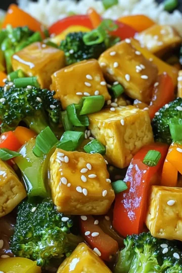 For this Minute Sesame Garlic Tofu Stir-Fry, you'll need: - 14 oz firm tofu, drained and pressed - 2 tablespoons sesame oil - 4 cloves garlic, finely minced - 1 tablespoon fresh ginger, finely minced - 1 bell pepper (any color), thinly sliced - 1 cup broccoli florets - 1 medium carrot, julienned - 3 green onions, finely chopped - 2 tablespoons soy sauce (or tamari for gluten-free option) - 1 tablespoon sesame seeds (toasted for extra flavor) - Cooked jasmine rice or quinoa, for serving - Sea salt and freshly cracked black pepper to taste You can easily change this dish to fit your taste. Some optional ingredients are: - Other veggies like snap peas or zucchini - Different protein such as chickpeas or tempeh - Fresh herbs like cilantro or basil - Spicy elements, like red pepper flakes or hot sauce To make this stir-fry, gather these tools: - A large skillet or wok for even cooking - A spatula for stirring and flipping - A cutting board and knife for prep - Measuring spoons for precise amounts - Paper towels for patting the tofu dry Start with a block of firm tofu. Cut it into bite-sized 1-inch cubes. Pat the cubes dry with a paper towel. This step is key. Removing moisture helps the tofu crisp up nicely. In a large skillet or wok, heat 2 tablespoons of sesame oil over medium-high heat. Wait until the oil shimmers. This tells you it's hot enough. Carefully add the tofu cubes in a single layer. Let them cook undisturbed for 2-3 minutes. You want them golden brown. Then, gently turn the cubes to brown all sides. This takes about 5-7 minutes total. Next, add 4 cloves of minced garlic and 1 tablespoon of minced ginger. Stir quickly for about 30 seconds. Watch closely; garlic burns fast and can taste bitter. Now, it’s time for the vegetables. Add 1 sliced bell pepper, 1 cup of broccoli florets, and 1 medium julienned carrot. Stir-fry the mix for 3-4 minutes. You want the veggies vibrant and a bit crisp. Drizzle 2 tablespoons of soy sauce over the stir-fry. Toss everything gently to coat. Let it cook for another 1-2 minutes to blend the flavors. Remove from heat and sprinkle with chopped green onions and toasted sesame seeds. Taste and add sea salt and black pepper as needed. Serve your stir-fry over warm jasmine rice or quinoa. Enjoy this easy and tasty meal! Tofu can be tricky to cook. To get it just right, press it first. Here’s how: - Drain firm tofu and wrap it in a clean towel. - Place a heavy object on top for 15-30 minutes. - Cut the tofu into 1-inch cubes. - Pat the cubes dry with a paper towel. This step helps them sear nicely. Cook the tofu in a hot skillet. This gives it a golden color and a crispy outside. Avoid moving the tofu too much. Let it sit for 2-3 minutes before flipping. Want to add more flavor? Here are some tips: - Use fresh garlic and ginger. Their taste is strong and bright. - Add a splash of lime juice for tang. - Try different veggies, like snap peas or mushrooms. They add texture and color. - Toss in some chili flakes for a spicy kick. Drizzling soy sauce at the end helps the flavors blend. Make sure to mix everything well before serving. Serve your stir-fry over fluffy rice or quinoa. This makes it filling and tasty. Here are some ideas to make your meal even better: - Garnish with toasted sesame seeds for crunch. - Add sliced green onions for freshness. - Serve with lime wedges for a zesty finish. - Pair with a side salad for extra veggies. This dish is quick and easy, perfect for any night of the week! {{image_4}} This dish is already vegetarian and vegan. You get all the protein you need from the tofu. If you want a twist, try adding tempeh instead. It gives a nice texture and flavor. You can also mix in some chickpeas for extra protein. This keeps the meal hearty and satisfying. To make this dish gluten-free, swap soy sauce for tamari. Tamari is a great alternative that keeps the taste rich. Ensure your sesame oil is gluten-free as well. Most brands are safe, but it’s good to check. You can also use coconut aminos for a slightly sweeter flavor. Feel free to add more veggies to your stir-fry. Snow peas, snap peas, or zucchini work well. You might also try adding mushrooms for an earthy taste. Cauliflower or asparagus can add variety, too. Just remember to cut them into small pieces for even cooking. Each veggie brings its own flavor, making your dish more exciting! To keep your stir-fry fresh, let it cool first. Place leftovers in an airtight container. This helps keep moisture in and prevents odors from mixing. Store the container in the fridge. It can last for up to three days. When you're ready to eat, reheat your stir-fry on the stove. Use low heat and add a splash of water or soy sauce. This helps keep the dish moist. Stir it gently until warmed through. Avoid the microwave if you want to keep the texture. If you want to freeze the stir-fry, do it right after cooking. Let it cool down, then use a freezer-safe container. It can last for up to three months in the freezer. When you want to eat it, thaw it overnight in the fridge. Reheat gently on the stove for the best taste. Yes, you can use chicken, shrimp, or tempeh. Chicken works well if you cut it into small pieces. Shrimp cooks quickly and adds a nice flavor. Tempeh is a great vegan option and has a nutty taste. Just remember to adjust cooking times as needed. Cook meat until golden and fully cooked. Tempeh needs about 5-7 minutes to heat through. To add heat, try using red pepper flakes or sliced fresh chili. Just sprinkle in the amount you like. You can also add a splash of sriracha or chili garlic sauce. Mix it into the soy sauce for extra flavor. Start with a small amount, then taste as you go. This way, you can control the spice level. If you don’t have sesame oil, try olive oil or avocado oil. Both oils will work well for cooking. You can also use peanut oil for a different flavor. If you want a hint of sesame, add toasted sesame seeds at the end. This adds a nice crunch and nutty taste. This blog post covered the key ingredients and steps to make a delicious stir-fry. You learned how to prepare tofu, sauté it, and stir-fry vegetables for great flavor. We also shared tips for the perfect texture and ways to customize your meal. Remember to store your leftovers properly for the best taste. With these insights, you can create a mouth-watering dish every time. Enjoy your cooking, and let your creativity shine.