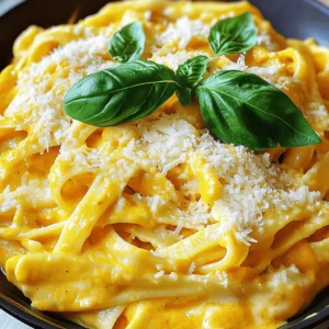 To make Slow Cooker Pumpkin Alfredo, you need some key ingredients. Here’s a list: - 2 cups pumpkin puree (canned or freshly made) - 1 cup heavy cream - 1 cup vegetable broth - 2 cups fettuccine pasta (uncooked) - 1 cup grated Parmesan cheese - 3 cloves garlic, finely minced - 1 teaspoon Italian seasoning - ½ teaspoon freshly grated nutmeg - Salt and freshly ground black pepper to taste - Fresh basil leaves for garnish (optional) These ingredients blend together to create a rich, creamy dish that warms you up. You can change some ingredients if you need to. Here are a few ideas: - Pumpkin Puree: Use squash puree if you can’t find pumpkin. - Heavy Cream: Swap for coconut cream for a dairy-free option. - Vegetable Broth: Chicken broth works well too if you prefer it. - Fettuccine Pasta: Try penne or gluten-free pasta to fit your diet. These swaps help you enjoy the dish while sticking to your taste or dietary needs. This dish is vegetarian, which is great for meat-free meals. To make it gluten-free, simply use gluten-free pasta. The rest of the ingredients are already suitable for most diets. This way, everyone can enjoy a bowl of creamy comfort! Start by grabbing your slow cooker. In the bowl, mix together the pumpkin puree, heavy cream, and vegetable broth. Add minced garlic, Italian seasoning, and nutmeg. Season with salt and pepper to taste. Make sure to stir everything well. You want a smooth, creamy mix. Next, add the uncooked fettuccine pasta. Fold it gently into the sauce. Ensure all the pasta is covered by the sauce. This step is important for even cooking. Now, it's time to set the slow cooker. Cover it with the lid. If you set it on low, cook for about 4 hours. If you choose high, cook for about 2 hours. Halfway through, stir the mixture gently. This helps the pasta cook evenly and absorb all the flavors. To check if the pasta is done, taste a piece. It should be soft but not mushy. If it needs more time, cover and cook a little longer. Once the pasta is cooked, remove the lid and stir in the grated Parmesan cheese. Mix until it melts and blends into the sauce. If the sauce is too thick, add more broth or cream to get your desired texture. Taste it again and adjust the seasoning as needed for the perfect flavor. To get the right sauce thickness, keep these tips in mind. Start with the pumpkin puree and heavy cream. They form the base. If the sauce seems too thick, add small amounts of vegetable broth or cream. Stir well after each addition. You want a creamy and smooth texture. If it's too runny, let it cook a bit longer. The heat will help it thicken up. If you have leftovers, let them cool first. Then, store them in an airtight container. They can last in the fridge for up to three days. When reheating, use a pot on low heat. Add a splash of vegetable broth or cream to help restore the sauce. Stir often to heat evenly. You can also use a microwave. Just reheat in short bursts, stirring in between. To boost flavor, consider adding herbs and spices. Fresh basil leaves work great as a garnish. You can also add a pinch of red pepper flakes for some heat. Don't forget about fresh garlic; it adds a nice kick. For more depth, try a teaspoon of smoked paprika. These simple changes can elevate your dish into something special. {{image_4}} You can make this dish heartier with some protein. Cooked chicken, shrimp, or sausage works great. Just add your choice of protein into the slow cooker with the other ingredients. If using chicken, shred it before adding. For shrimp, add them in the last hour of cooking to keep them tender. To make a vegan version, swap out the heavy cream and Parmesan cheese. Use coconut cream instead of heavy cream. For cheese, try nutritional yeast or a vegan cheese blend. This keeps the dish creamy while staying plant-based. Ensure all your broth and pastas are vegan-friendly too. While fettuccine is a classic choice, you can switch it up. Try penne, rotini, or even whole wheat pasta. Each type will give a unique texture. Just remember to adjust the cooking time if you choose a different pasta. Cook it until it’s al dente for the best bite. To store your leftover Slow Cooker Pumpkin Alfredo, let it cool first. Place it in an airtight container. This keeps the dish fresh. Store it in the fridge if you plan to eat it within three days. Always remember to label the container with the date. This helps you keep track of how long it's been in the fridge. If you want to save your Pumpkin Alfredo for later, freezing is a great option. First, let the dish cool down completely. Then, put it in a freezer-safe container. You can also use freezer bags for easy storage. Press out as much air as possible to prevent freezer burn. This dish can last up to three months in the freezer. To reheat, thaw it overnight in the fridge. Then, warm it on the stove or in the microwave. Leftover Pumpkin Alfredo can last in the fridge for up to three days. After that, the flavor may fade, and safety can be a concern. If you notice any odd smells or changes in texture, it's best to throw it away. Always check leftovers before eating them. For frozen leftovers, use them within three months for the best taste. Yes, you can use fresh pumpkin. Start by roasting or steaming the pumpkin. Once soft, scoop out the flesh and blend it until smooth. This gives a fresh taste and nice texture. Just use the same amount as the canned puree. To spice up your Pumpkin Alfredo, add red pepper flakes. Start with a pinch and taste. You can also mix in some black pepper for extra heat. If you want more depth, try adding some chopped jalapeños. Pumpkin Alfredo pairs well with a simple green salad. A side of garlic bread also works great. For protein, grilled chicken or shrimp adds a nice touch. You can also serve it with roasted veggies for added flavor and nutrition. This blog post shared how to make a delicious Pumpkin Alfredo from easy ingredients. You learned about key substitutions and dietary options, making it friendly for many diets. The step-by-step guide helped with preparation and cooking times, ensuring your dish turns out great. Tips on sauce consistency and storing leftovers added helpful insights. Finally, the variations section showed ways to customize your meal. I hope you feel ready to try this tasty recipe and share it with friends and family. Enjoy your cooking!