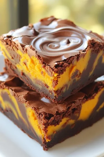 - ⅓ cup unsweetened cocoa powder - ½ cup all-purpose flour - ¼ teaspoon baking powder - ¼ teaspoon salt - ½ cup unsalted butter - 1 cup granulated sugar - 2 large eggs - 1 teaspoon vanilla extract - 1 cup canned pumpkin puree - 1 teaspoon pumpkin pie spice - ¼ teaspoon ground cinnamon - ½ cup semi-sweet chocolate chips To create these bakery-style chocolate pumpkin swirl brownies, you need both dry and wet ingredients. First, gather your dry ingredients. Cocoa powder gives the brownies their rich, chocolatey taste. All-purpose flour provides the structure. Baking powder helps them rise, while salt enhances the flavors. For the wet ingredients, start with melted unsalted butter. This makes the brownies rich. Granulated sugar adds sweetness. The eggs keep the brownies moist and give them a nice texture. Vanilla extract brings warmth, while pumpkin puree adds moisture and flavor. Pumpkin pie spice and ground cinnamon give a hint of fall with every bite. Lastly, don’t forget the add-ins! Semi-sweet chocolate chips melt into the brownies, adding extra chocolate goodness. Mixing these ingredients well creates a batter that is both tasty and satisfying. - Preheat your oven to 350°F (175°C). - Grease an 8x8 inch baking pan. Line it with parchment paper, letting some hang over the edges. This helps with easy removal later. - In a medium bowl, mix melted butter and sugar. Whisk until smooth and fully blended. - Add the eggs, one at a time. Whisk well after each one. - Pour in the vanilla extract and mix until combined. - In another bowl, sift together cocoa powder, flour, baking powder, and salt. Gradually fold this into the wet mix. Stir until just combined. Avoid overmixing. - Gently fold in the semi-sweet chocolate chips. Make sure they're evenly mixed. - In a separate bowl, combine pumpkin puree, pumpkin pie spice, and ground cinnamon. Mix until smooth. - Pour half of the chocolate batter into the prepared pan. Spread it evenly across the bottom. - Add spoonfuls of the pumpkin mixture on top of the brownie batter. Then, follow with the remaining brownie batter. Spread it over the pumpkin layer. - Use a knife or skewer to gently swirl the layers together. - Bake in the preheated oven for 25-30 minutes. Check with a toothpick; it should come out with a few moist crumbs but not wet batter. - Let the brownies cool in the pan for at least 15 minutes. - Use the parchment overhang to lift them out of the pan. Place them on a wire rack to cool completely before slicing. To create a lovely swirl in your brownies, use a knife or skewer. Start at one edge and gently drag it through the batter. Make simple, back-and-forth motions. This will blend the chocolate and pumpkin layers without mixing them too much. Remember, less is more! Overmixing can lead to a muddy look. Aim for a beautiful marbled effect. Oven calibration is key for perfect brownies. Always preheat your oven to 350°F (175°C). This helps the brownies cook evenly. To check if they are done, insert a toothpick into the center. If it comes out with a few moist crumbs, they are ready. If wet batter sticks to the toothpick, bake for a few more minutes. After baking, let the brownies cool in the pan for about 15 minutes. Use the parchment paper to lift them out. Place them on a wire rack to cool completely. This helps them set and makes cutting easier. For clean slices, wipe your knife between cuts. A sprinkle of powdered sugar adds a nice touch. You can dust it over the top just before serving. For an extra treat, add whipped cream or vanilla ice cream on the side. This makes your brownies feel more special. Serve them warm for a tasty, gooey delight! {{image_4}} You can change the taste of your brownies easily. Adding nuts gives a nice crunch. I recommend walnuts or pecans for a rich flavor. You can also mix in white chocolate chips for a sweet twist. For spices, try cardamom or nutmeg. These can add warmth and depth to the pumpkin flavor. If you want a lighter version, swap out some ingredients. Use applesauce instead of butter for a moist brownie. You can also use coconut oil or a plant-based butter for a dairy-free option. For a gluten-free treat, replace all-purpose flour with almond flour or oat flour. These swaps keep the brownies tasty while making them healthier. To make your brownies extra special, serve them warm. Add a scoop of vanilla ice cream on top for a creamy contrast. A dollop of whipped cream also pairs well. Enjoy these brownies with a cup of coffee or tea. The flavors balance nicely and make for a delightful treat. To keep your brownies fresh, store them in an airtight container. This prevents them from drying out. A glass or plastic container with a tight lid works well. Place a piece of parchment paper between layers to avoid sticking. Store them at room temperature for up to four days. If you want them to last longer, refrigeration is an option. Just know that cold can change their texture slightly. You can freeze these brownies for later enjoyment. First, let them cool completely. Then, wrap them tightly in plastic wrap. After that, place them in a freezer-safe bag or container. Make sure to label the container with the date. They can last up to three months in the freezer. To defrost, move them to the fridge overnight. If you want them warm, heat them in the microwave for a few seconds. Enjoy them fresh! You can use applesauce or mashed banana. Both add moisture and sweetness. If you try applesauce, use the same amount as pumpkin. For mashed banana, use a bit less since it's thicker. Cocoa powder is not a good swap for chocolate chips. Cocoa powder is dry and lacks sweetness. Instead, you can add more cocoa powder to the batter if you want a richer flavor. Check with a toothpick. Insert it into the center of the brownies. If it comes out with a few moist crumbs, they are done. If the toothpick is wet, bake for a few more minutes. Yes, you can! Bake the brownies and let them cool completely. Store them in an airtight container. They will stay fresh for about three days. Use a sharp knife for clean edges. To get neat slices, wipe the knife with a damp cloth between cuts. This will help prevent sticking and give you perfect squares. This guide took you through each step of making delicious pumpkin brownies. You learned about the key ingredients, from cocoa powder to pumpkin puree, and how they come together. I shared tips for achieving a perfect swirl and baking them just right. Remember, you can customize these brownies with different add-ins or healthier swaps. Store them well to keep them fresh or freeze them for later. With these steps and tips, you can make yummy brownies that everyone will love. Enjoy your baking adventure!