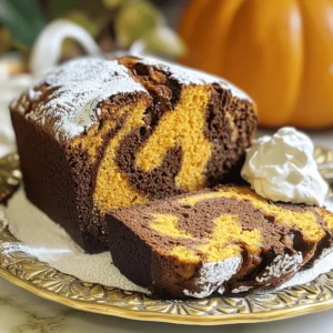 To make this delicious bread, gather the following ingredients: - 1 cup canned pumpkin puree - ½ cup unsweetened cocoa powder - 1 ½ cups all-purpose flour - 1 cup granulated sugar - ½ cup firmly packed brown sugar - ½ cup vegetable oil - 2 large eggs - 1 teaspoon vanilla extract - 1 teaspoon baking soda - ½ teaspoon baking powder - ½ teaspoon salt - 1 teaspoon ground cinnamon - ½ teaspoon ground nutmeg - ½ cup chocolate chips (optional) When baking, it's key to get your measurements right. Here are some common conversions: - 1 cup = 8 ounces - ½ cup = 4 ounces - 1 teaspoon = 5 milliliters - ½ teaspoon = 2.5 milliliters Using these conversions can help you adjust recipes easily. You can enhance your Chocolate Pumpkin Marble Bread with these optional ingredients: - Chocolate chips add a rich chocolate burst. - Nuts like walnuts or pecans bring a nice crunch. - Dried fruits like cranberries can add sweetness. - A sprinkle of sea salt on top boosts flavor. Feel free to mix and match these options to suit your taste! First, set your oven to 350°F (175°C). This helps the bread bake evenly. Next, take a 9x5 inch loaf pan. Grease it well with non-stick spray or softened butter. This step keeps the bread from sticking. In a large bowl, add the following: - 1 cup canned pumpkin puree - 1 cup granulated sugar - ½ cup firmly packed brown sugar - ½ cup vegetable oil - 2 large eggs - 1 teaspoon vanilla extract Whisk these together until smooth. Make sure everything is mixed well. This creates a rich base for your bread. In another bowl, sift together: - 1 ½ cups all-purpose flour - ½ cup unsweetened cocoa powder - 1 teaspoon baking soda - ½ teaspoon baking powder - ½ teaspoon salt - 1 teaspoon ground cinnamon - ½ teaspoon ground nutmeg Sifting the dry mix helps blend the flavors. It also ensures a light texture in the bread. Slowly add the dry mix into the wet mixture. Stir gently until just combined. Don’t overmix! You want the batter to stay light and fluffy. Once mixed, divide the batter into two bowls. In one bowl, keep the pumpkin batter. In the other, add ½ cup chocolate chips to create your chocolate batter. In your greased loaf pan, alternate scoops of pumpkin and chocolate batters. Use a knife or skewer to swirl them together. This creates a lovely marbled effect. Don’t blend them completely; you want them to stay distinct. Place the loaf pan in the oven and bake for 50-60 minutes. Check for doneness by inserting a toothpick into the center. It should come out clean or with just a few crumbs. Once done, cool the bread in the pan for 10 minutes. Then, move it to a wire rack to cool fully before slicing. Enjoy your delicious creation! To make your chocolate pumpkin marble bread light and fluffy, follow these tips: - Use room temperature ingredients: Bring your eggs and oil to room temp. This helps them mix better. - Don’t overmix: Mix the batter just until it comes together. Overmixing makes bread dense. - Sift dry ingredients: Sifting flour and cocoa helps aerate them. This adds air to your mix. - Check your oven: Use an oven thermometer to ensure the right temperature. An oven that is too hot can ruin your loaf. Baking can be tricky. Here are some things to watch out for: - Skipping the greasing step: Always grease your pan well. This prevents sticking and makes for easy removal. - Not checking for doneness: Use a toothpick to test if your bread is done. If it comes out wet, keep baking. - Ignoring the cooling time: Let the bread cool in the pan first. This helps it set and stay moist. - Using old ingredients: Fresh baking powder and baking soda are key. Check expiration dates before starting. Make your chocolate pumpkin marble bread look special with these ideas: - Slice and plate: Once cooled, slice and arrange the pieces on a nice dish. This makes it inviting. - Powdered sugar: Lightly dust the top with powdered sugar for a sweet touch. It adds visual appeal too. - Whipped cream or ice cream: Serve with a dollop of whipped cream or a scoop of vanilla ice cream. This adds extra flavor and creaminess. - Seasonal touches: Add festive decorations like small pumpkins or autumn leaves around the platter for a seasonal feel. {{image_4}} You can add nuts or seeds to your Chocolate Pumpkin Marble Bread. Nuts like walnuts or pecans add a nice crunch. Seeds like pumpkin or sunflower seeds work well too. Stir in about half a cup into the batter. Make sure to chop larger nuts into smaller pieces. This adds a fun texture to each bite. If you have dietary needs, you can still enjoy this bread. For a gluten-free option, use a gluten-free flour blend instead of all-purpose flour. You can also swap granulated sugar for coconut sugar or a sweetener like honey. If you want a dairy-free version, use an oil like coconut oil instead of vegetable oil. This keeps the bread moist and tasty. You can change up the flavor of this bread easily. Add spices like ginger or allspice for a warm kick. A splash of orange or almond extract brings a new layer of taste. You can even mix in some espresso powder for a coffee flavor. Just remember to keep the amounts small so the flavors blend well. Each twist gives your bread a unique touch! To keep your Chocolate Pumpkin Marble Bread fresh, wrap it tightly in plastic wrap. You can also place the bread in an airtight container. This method keeps the bread moist and prevents it from drying out. Make sure to store it at room temperature. It will stay good for up to three days this way. If you want to save your bread for later, freezing is a great option. First, let the bread cool completely. Then, wrap it in plastic wrap, followed by aluminum foil. This double-layer method protects it from freezer burn. You can freeze the bread for up to three months. When you're ready to eat it, thaw it overnight in the fridge. Day-old Chocolate Pumpkin Marble Bread is still tasty! You can toast slices for a warm treat. Spread a little butter or cream cheese for added flavor. Another idea is to make French toast with it. Just dip the slices in a mix of eggs and milk, then cook them on a skillet. It's a fun way to enjoy leftover bread! Yes, you can use fresh pumpkin! Just make sure to cook it first. Cut the pumpkin and roast it until soft. Then, scoop out the flesh and puree it. This fresh puree works just like canned pumpkin. It may give your bread a richer flavor. To check if the bread is done, use a toothpick. Insert it into the center of the loaf. If it comes out clean or with a few crumbs, your bread is ready. If it has wet batter on it, bake for a few more minutes. This bread pairs well with many treats! Try serving it with whipped cream for a light touch. A scoop of vanilla ice cream also adds a nice sweetness. You can dust the top with powdered sugar for a fancy look too. Chocolate pumpkin marble bread stays fresh for about 3-4 days at room temperature. Make sure to wrap it in plastic wrap or foil. For longer storage, you can freeze it. Just slice and store in an airtight container for up to 3 months. Chocolate Pumpkin Marble Bread is simple to make and delightfully tasty. You learned about the key ingredients, precise measurements, and creative variations. I shared step-by-step instructions to guide your baking process. Tips ensure your bread rises fluffy, and storing advice keeps it fresh longer. Keep experimenting with flavors and toppings to match your taste. Enjoy each slice of your delicious marble bread!