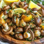 - 500g mixed mushrooms (cremini, shiitake, and oyster), cleaned and halved - 4 tablespoons unsalted butter - 4 cloves garlic, finely minced - 2 tablespoons fresh parsley, finely chopped - 1 tablespoon fresh thyme leaves - 1 teaspoon sea salt - ½ teaspoon freshly ground black pepper - 1 tablespoon freshly squeezed lemon juice Use fresh mushrooms for the best taste. Look for firm and plump mushrooms. Avoid any that are slimy or bruised. Fresh herbs like parsley and thyme add bright flavors. Choose unsalted butter to control the salt level in your dish. Always use fresh garlic for a stronger taste. You can use vegan butter in place of regular butter. If you want a gluten-free option, check that your butter is gluten-free. For a lower-sodium version, use less sea salt. If you have allergies to mushrooms, try using zucchini or eggplant instead. These veggies offer a nice texture and flavor. First, gather 500g of mixed mushrooms. I like to use cremini, shiitake, and oyster mushrooms. Clean them well and cut each mushroom in half. This helps them cook evenly. Place the halved mushrooms in a large mixing bowl. Next, grab 4 tablespoons of unsalted butter. Place it in a medium saucepan over medium heat. Watch the butter melt slowly. Do not let it brown; we want it just melted. After that, add 4 cloves of finely minced garlic. Stir the garlic for 1-2 minutes. The kitchen will smell amazing as the garlic cooks. Remove the saucepan from the heat once the garlic is fragrant but still pale. Now, add the fresh herbs and spices to the garlic butter. Stir in 2 tablespoons of finely chopped parsley, 1 tablespoon of fresh thyme leaves, 1 teaspoon of sea salt, and ½ teaspoon of black pepper. Squeeze in 1 tablespoon of fresh lemon juice. Mix everything well. Pour this flavorful garlic butter over the halved mushrooms in your bowl. Toss gently to coat every piece. Next, transfer the coated mushrooms onto a baking sheet lined with parchment paper. Spread them out in a single layer for even roasting. Preheat your oven to 200°C (400°F) and roast the mushrooms for 20-25 minutes. Stir them halfway through to ensure they roast evenly. They are done when golden brown and fork-tender. Enjoy the rich flavors of your garlic butter roasted mushrooms! To boost the taste of your garlic butter roasted mushrooms, use fresh herbs. Fresh parsley and thyme add a bright flavor. You can also try rosemary or oregano for a twist. A splash of balsamic vinegar can bring out the mushrooms' earthiness. If you love heat, add a pinch of red pepper flakes to the garlic butter. This simple change can make a big difference. Roasting mushrooms requires some care. Spread the mushrooms in a single layer on the baking sheet. This helps them roast evenly. If they are too crowded, they will steam instead of roast. Stir the mushrooms halfway through cooking. This ensures all sides get golden and tender. Watch them closely near the end. They should be soft and brown, but not burned. Using the right tools can make cooking easier. A large baking sheet helps spread the mushrooms out. Parchment paper makes cleanup simple. A good mixing bowl is key for tossing the mushrooms with the garlic butter. A sharp knife and cutting board are important for chopping garlic and herbs. Lastly, a reliable oven thermometer can help ensure your oven is at the right temperature. {{image_4}} You can change the flavor of garlic butter roasted mushrooms by adding herbs. Try rosemary or sage for a warm taste. Adding a pinch of red pepper flakes gives a nice kick. You can also mix in smoked paprika for a richer flavor. Just remember to balance the herbs so they don’t overpower the garlic. Mushrooms come in many types, each with a unique taste. Shiitake mushrooms add a meaty flavor. Portobello mushrooms are large and juicy, perfect for a hearty dish. For a mild taste, use button mushrooms. Mixing different kinds can create a fun flavor blend. It’s all about your taste preference. You can roast mushrooms in the oven or cook them on the stovetop. Using the stovetop gives you more control over cooking time. Just sauté the mushrooms in garlic butter for about 10-15 minutes. If you want a crispy texture, oven-roasting works best. Both methods yield tasty results, so choose what fits your meal best! Store your garlic butter roasted mushrooms in an airtight container. Let them cool down first. Place them in the fridge. They stay fresh for up to three days. To reheat, use a microwave or skillet. If using a microwave, heat for 30 seconds at a time. Stir in between to ensure even heating. For a skillet, add a bit of butter over medium heat. Cook until warm, about 5 minutes. You can freeze these mushrooms for later. Allow them to cool completely before freezing. Place them in a freezer-safe bag or container. They can last up to three months. When you’re ready to eat, thaw overnight in the fridge. Reheat them as mentioned above. Yes, you can use frozen mushrooms. However, fresh mushrooms taste better. Frozen mushrooms may release more water when cooked. This can make the dish less flavorful. If using frozen, thaw them first and pat them dry. This helps keep the dish from becoming soggy. The best mushrooms for this recipe are cremini, shiitake, and oyster. These types add great taste and texture. Cremini mushrooms are rich and earthy. Shiitake mushrooms offer a meaty flavor, while oyster mushrooms are delicate and soft. Mixing these types gives a great balance. To make this dish vegan, swap the butter for vegan butter. This keeps the creamy texture without using animal products. You can also add a splash of vegetable broth for extra flavor. The garlic and herbs will still shine through. Enjoy the same great taste! This blog post covered key aspects of cooking with mushrooms. We discussed important ingredients and their quality. You learned about preparation steps and tips for perfect roasting. I shared different variations and how to store your leftovers. In the end, enjoy exploring these recipes and make them your own. Cooking with mushrooms can be fun and tasty. Don't hesitate to try new things! Your kitchen adventure awaits.