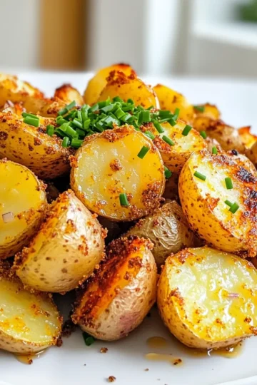 To make Air Fryer Ranch Potato Bites, you need simple, fresh ingredients. Here’s the list you will need: - 1 pound baby potatoes, halved - 2 tablespoons extra virgin olive oil - 2 tablespoons ranch seasoning mix - 1 teaspoon garlic powder - 1 teaspoon onion powder - ½ teaspoon smoked paprika - Salt and pepper, to taste - Fresh chives or parsley, finely chopped (for garnish) These ingredients come together to create a tasty and crispy snack. The baby potatoes are key. They cook quickly and have a great texture. The olive oil helps them crisp up nicely in the air fryer. Ranch seasoning adds a bold flavor that pairs well with the garlic, onion, and paprika. When you choose your potatoes, look for firm ones without any blemishes. Fresh herbs like chives or parsley add a nice touch when you serve them. They make the dish look vibrant and add a fresh taste. Gather these ingredients, and you’re ready to start your cooking adventure! Start by preheating your air fryer to 400°F (200°C). This step takes about 5 minutes. Preheating helps cook the potatoes evenly and gives them that perfect crisp. Next, grab 1 pound of baby potatoes and cut them in half. Place the halved potatoes into a large mixing bowl. Pour 2 tablespoons of extra virgin olive oil over the potatoes. Toss them well so each half gets a nice coat of oil. Now it’s time to add flavor! Sprinkle 2 tablespoons of ranch seasoning mix, 1 teaspoon of garlic powder, 1 teaspoon of onion powder, and ½ teaspoon of smoked paprika over the potatoes. Add salt and pepper to taste. Mix everything together with a spatula or spoon. Make sure all the potato halves are coated in that tasty seasoning. Carefully place the seasoned potato halves in a single layer in the air fryer basket. Avoid overcrowding for the best results. Cook the bites for 15 to 20 minutes. At the halfway mark, gently shake the basket to ensure even cooking. You’ll know they are done when they turn golden brown and crispy outside, while staying tender inside. Once cooked, take the potato bites out of the air fryer. Let them cool for a moment to avoid burns. For a beautiful finish, sprinkle finely chopped fresh chives or parsley on top. This adds a lovely touch of color and freshness to your dish. Enjoy your crispy ranch potato bites! To get the best crisp on your ranch potato bites, start with dry potatoes. Pat them with a paper towel before cooking. This helps the oil stick better. Use enough oil, but don’t drown them. Two tablespoons is just right. The air fryer’s hot air needs space to move around the potatoes. I recommend setting your air fryer to 400°F (200°C). This high heat cooks the outside fast, making it crispy. Cook for 15 to 20 minutes. Check them at 10 minutes. Shake the basket gently to ensure even cooking. The perfect potato bites should be golden brown and tender inside. Crowding the basket can ruin your crispiness. It traps steam and makes the potatoes soggy. Arrange the potato halves in a single layer. If you have more, cook them in batches. This way, you’ll enjoy the best texture and flavor every time. {{image_4}} You can change the flavor of your ranch potato bites. Try different seasoning blends. For a spicy kick, use taco seasoning. For a zesty twist, mix in lemon pepper. Italian seasoning also adds great flavor. Just swap out the ranch mix for your chosen blend. This keeps things fun and fresh. Want to make your potato bites even better? Try adding veggies! Cut up bell peppers, zucchini, or carrots. Toss them in with the potatoes before cooking. This adds color, taste, and nutrients. These extra veggies cook well in the air fryer. They turn out crispy and delicious, just like the potatoes. For a cheesy treat, try cheese-stuffed potato bites. After halving the potatoes, scoop out a bit from the center. Fill each half with cheese, like cheddar or mozzarella. Then coat them with your seasoning mix. Air fry them until the cheese melts and the outside is golden. This adds a yummy surprise inside! After making Air Fryer Ranch Potato Bites, let them cool. Then, place the leftovers in an airtight container. They will stay fresh in the fridge for up to three days. If you want to keep them longer, consider freezing. To reheat your potato bites, use the air fryer again. Set it to 350°F (175°C) for about 5 to 7 minutes. This will help them regain their crispiness. If you don’t have an air fryer, a regular oven works too. Just preheat it to 375°F (190°C) and bake for about 10 minutes. If you want to freeze the potato bites, let them cool completely first. Place them in a single layer on a baking sheet. Freeze until solid, then transfer them to a freezer bag. They can last up to three months in the freezer. When you’re ready to eat, thaw them in the fridge overnight before reheating. This method keeps them tasty and crispy. Yes, you can use larger potatoes. However, you must cut them into smaller pieces. Aim for bite-sized chunks. This helps them cook evenly and get crispy. Larger pieces may take longer to cook and may not crisp up as well. Ranch seasoning is a tasty mix. It often includes dried herbs and spices. Common ingredients are dill, parsley, garlic, and onion powder. Some mixes may add buttermilk powder for creaminess. You can find ranch seasoning in stores or make your own at home. Frozen potato bites usually take about 10 to 15 minutes. Preheat your air fryer to 400°F (200°C) first. Shake the basket halfway through cooking. This will help them cook evenly and become crispy. Yes! You can bake these potato bites in an oven. Preheat your oven to 425°F (220°C). Spread the seasoned potatoes on a baking sheet in a single layer. Bake for 25 to 30 minutes, flipping once until they are golden and crispy. This blog post shares a simple way to make tasty air-fryer baby potatoes. We covered the key ingredients, step-by-step instructions, and tips for great results. I also shared variations for added flavor and how to store your leftovers properly. In conclusion, making delicious air-fryer potatoes is easy and fun. Embrace these ideas for tasty snacks or sides. Enjoy experimenting with the flavors that excite you.
