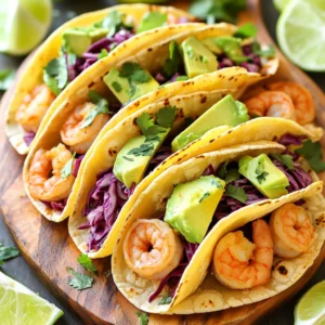 For this quick and tasty dish, you need: - 1 lb (450g) large shrimp, peeled and deveined - 4 tablespoons unsalted butter - 4 cloves garlic, finely minced - 1 teaspoon smoked paprika - 1 teaspoon ground cumin - Salt and freshly cracked black pepper, to taste - 1 tablespoon fresh cilantro, chopped - 8 small corn tortillas - 1 ripe avocado, sliced - 1 cup red cabbage, finely shredded - Lime wedges for serving These ingredients make the shrimp juicy and flavorful. The garlic butter adds richness, while the spices give it a warm kick. To make your tacos even better, add these garnishes: - Extra chopped cilantro for freshness - Sliced jalapeños for heat - A dollop of sour cream or Greek yogurt for creaminess These extras can enhance the taste and make your tacos look amazing. To prepare these tacos, you will need: - A large skillet for cooking - A spatula for stirring the shrimp - A cutting board and knife for chopping - A serving platter for presentation These tools help you cook and serve your tacos with ease. Making garlic butter shrimp tacos is simple and quick. You will cook shrimp in garlic butter, then warm tortillas. Finally, you will assemble the tacos with toppings. This whole process takes just 15 minutes! 1. Heat a large skillet over medium heat. Add 4 tablespoons of unsalted butter. Let it melt completely. 2. Once melted, add 4 cloves of finely minced garlic. Sauté for about 1 minute. Make sure the garlic does not brown. 3. Next, add 1 teaspoon of smoked paprika and 1 teaspoon of ground cumin. Stir these spices into the butter and garlic. 4. Carefully add 1 pound of peeled and deveined large shrimp to the skillet. Season with salt and freshly cracked black pepper. 5. Cook the shrimp for about 3-4 minutes. Stir frequently until they turn pink and opaque. 6. Before removing from heat, stir in 1 tablespoon of chopped fresh cilantro. This adds a nice burst of flavor. 1. While the shrimp cooks, heat 8 small corn tortillas in a separate dry skillet. Warm each side for 30 seconds until soft. 2. To build the tacos, place several shrimp on each tortilla. 3. Top with slices of ripe avocado and a generous handful of finely shredded red cabbage. 4. Squeeze fresh lime juice over the tacos for a bright finish. Serve these tacos on a large platter, and enjoy! To cook shrimp just right, start with fresh or thawed shrimp. Make sure they are peeled and deveined. Heat your skillet over medium heat. Add the butter and let it melt gently. Once melted, add minced garlic. Cook it for about one minute until it smells good. Do not let the garlic brown! Next, add your shrimp. Cook them for 3-4 minutes. They should turn pink and opaque when done. Stir them often to cook evenly. For great flavor, season your shrimp well. Use salt, pepper, cumin, and smoked paprika. The cumin adds warmth, while paprika gives a smoky taste. Always taste your shrimp as they cook. Adjust the seasoning if needed. Fresh cilantro adds a nice touch at the end. Stir it in right before serving. This will give your dish a fresh finish. Want more flavor? Try adding lime juice right before serving. It brightens up the shrimp and adds zing. You can also add toppings like avocado and red cabbage. They add creaminess and crunch. Don’t forget to warm your tortillas. This makes them soft and easy to handle. Serve your tacos on a large platter with lime wedges for fun! {{image_4}} You can swap shrimp for other proteins. Chicken or fish work well. If you want a meatless option, try tofu or mushrooms. Both soak up flavors nicely. You can marinate them with the same garlic butter mix. This keeps the taste rich and satisfying. While corn tortillas are classic, you can try flour or whole wheat. These add a different texture. You can also use lettuce wraps for a low-carb choice. Just make sure they are sturdy enough to hold the filling. Each option changes the feel of your tacos. Toppings can really jazz up your tacos. Try fresh mango or pineapple for sweetness. Pickled onions add a tangy kick. You can also use feta or cotija cheese for creaminess. Don’t forget hot sauce if you like heat. These toppings make each taco a new experience. To store leftovers, place the shrimp in an airtight container. Keep them in the fridge. They stay fresh for up to two days. For the tortillas and toppings, store them separately. This keeps everything fresh and tasty. When you're ready to eat, reheat the shrimp in a skillet over medium heat. Stir them gently for about 2-3 minutes. This warms them up without drying them out. You can also microwave them for about 30 seconds. Cover them with a damp paper towel to keep moisture in. If you want to freeze tacos, first cool the shrimp completely. Place them in a freezer-safe bag. Squeeze out the air before sealing. You can freeze the shrimp for up to three months. For tortillas, wrap them in foil and freeze. To use, thaw in the fridge overnight. Reheat as needed before serving. You can replace butter with oil. Olive oil works well for a nice flavor. Use the same amount as the butter in the recipe. Heat the oil and add minced garlic. Then, follow the steps as usual. This will still give you tasty shrimp tacos without butter. Yes, you can use frozen shrimp. Just make sure to thaw them first. Place the shrimp in cold water for about 15-20 minutes. This helps them cook evenly and stay juicy. After thawing, pat them dry before cooking for the best results. A few great sides include: - Mexican rice: This adds a nice touch to the meal. - Black beans: They complement the shrimp and add protein. - Grilled corn: Sweet corn pairs well with the tacos. - Fresh salsa: A zesty salsa adds color and flavor. These sides enhance your meal and make it more filling. Enjoy your shrimp tacos with these tasty additions! In this post, we covered how to make garlic butter shrimp tacos. We explored key ingredients, cooking steps, and tasty garnishes. I shared tips to cook shrimp perfectly and offered creative variations. Remember, you can store leftovers for later enjoyment. Garlic butter shrimp tacos are simple and fun to make. Now, gather your ingredients, follow the steps, and enjoy a delicious meal.
