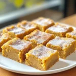 To make Brown Butter Pumpkin Blondies, you need these ingredients: - 1 cup unsalted butter - 1 cup brown sugar, packed - ½ cup granulated sugar - 2 large eggs, at room temperature - 1 teaspoon pure vanilla extract - 1 cup pumpkin puree - 2 cups all-purpose flour - 1 teaspoon baking powder - ½ teaspoon baking soda - 1 teaspoon ground cinnamon - ½ teaspoon ground nutmeg - ¼ teaspoon salt - 1 cup chocolate chips or chopped nuts (optional) These ingredients come together to create a soft and tasty treat. The unsalted butter gives the blondies richness. Brown sugar adds deep flavor while granulated sugar balances the sweetness. Eggs bind everything, making them moist. Vanilla extract enhances the taste, while pumpkin puree brings a lovely fall flavor. The flour gives structure, and baking powder and baking soda help them rise. Cinnamon and nutmeg add warmth and spice. You can mix in chocolate chips or nuts to add texture. This blend of flavors makes these blondies hard to resist. - Set your oven to 350°F (175°C). - Grease a 9x13 inch baking pan or line it with parchment paper. - Melt the unsalted butter in a medium saucepan over medium heat. - Stir the butter continuously. Watch for it to bubble and foam. - After about 5-7 minutes, the butter will turn golden brown. - You’ll smell a nutty aroma when it’s ready. - In a large bowl, mix the warm browned butter with brown sugar and granulated sugar. - Whisk until smooth and combined. - Let the mixture cool for a few minutes. - Add two large eggs one at a time. Whisk well after each egg. - Stir in one teaspoon of pure vanilla extract until well blended. - Gently fold in one cup of pumpkin puree. - Make sure there are no lumps in the batter for a smooth texture. - In a separate bowl, whisk together flour, baking powder, baking soda, cinnamon, nutmeg, and salt. - Proper mixing helps distribute the leavening agents evenly. - Gradually add the dry mixture to the pumpkin mixture. - Stir gently until just combined. Don’t overmix. - If you want, fold in one cup of chocolate chips or chopped nuts. - Pour the batter into the prepared pan. Smooth the top with a spatula. - Bake for 25-30 minutes. - To check if they’re done, insert a toothpick into the center. It should come out clean with a few moist crumbs. - Let the blondies cool in the pan for about 10 minutes. - Carefully move them to a wire rack to cool completely. - Slice into squares for serving. If you want to change up the butter, try coconut oil or vegan butter. Both options will give you a rich flavor. For sugars, you can use coconut sugar or maple syrup. These alternatives will change the taste slightly but keep it delicious. If you need gluten-free options, use almond flour or a gluten-free all-purpose blend. Just make sure it has xanthan gum for the right texture. This will help keep your blondies soft and chewy. Do not overmix your batter. Stir just until the flour disappears. This keeps your blondies soft and tender. Overmixing can make them tough, and nobody wants that! To perfect the texture, watch the baking time closely. Check them around 25 minutes. A toothpick should come out with a few moist crumbs. This means they are done but still soft. Serve the blondies on a rustic wooden board for a cozy look. Dust them with powdered sugar or a sprinkle of cinnamon on top. This adds a nice touch and makes them look fancy. For an extra treat, add a dollop of whipped cream or a scoop of vanilla ice cream. This makes your dessert even more tempting. Warm blondies with ice cream create a perfect fall treat! {{image_4}} You can change the flavor of your blondies easily. Adding spices or extracts can make a big difference. Try adding a pinch of ginger for a spicy kick. You can also use almond extract instead of vanilla for a unique twist. A bit of allspice can give your blondies a warm, cozy flavor. Mix-ins add texture and extra taste. You might want to add chocolate chips or nuts. Chocolate chips provide a sweet surprise in each bite. Walnuts or pecans can add a nice crunch. You can also try butterscotch chips or white chocolate for a fun twist. Seasonal ingredients can make your blondies special. Adding cranberries brings a tart flavor that pairs well with pumpkin. Chopped pecans add a nice crunch and a hint of nuttiness. You could even mix in some dried apples for a fall feel. These twists keep your blondies fresh and exciting. To keep your Brown Butter Pumpkin Blondies fresh, store them in an airtight container. This keeps moisture out and helps them stay soft. You can also layer them with parchment paper to avoid sticking. If you like, you can sprinkle some powdered sugar on top before covering. This adds a nice touch and keeps them pretty. Freezing blondies is super easy. First, let them cool completely. Cut them into squares. Wrap each square in plastic wrap tightly. Then place them in a freezer bag or container. This prevents freezer burn and keeps them tasty. When you want to enjoy one, just take it out and let it thaw at room temperature. You can also warm it in the microwave for a few seconds for a fresh-baked taste. Brown Butter Pumpkin Blondies can last for about 3-4 days at room temperature. Just make sure to keep them in an airtight container. If you store them in the fridge, they can last up to a week. The cool air helps preserve their flavor and texture. Always check for any signs of spoilage before eating. Enjoy these delicious treats while they’re at their best! You can use mashed bananas or applesauce. Both options add moisture. They also bring a hint of sweetness. You can even try butternut squash puree for a similar flavor. Yes, you can use coconut oil or a dairy-free butter substitute. Both work well in this recipe. Just ensure your chocolate chips are dairy-free too. Check for a toothpick inserted in the center. If it comes out clean or with a few moist crumbs, they are ready. The edges will look set and slightly golden. Absolutely! Cream cheese frosting pairs well with the pumpkin flavor. You can also use a simple glaze for added sweetness. Not quite! Blondies are richer and denser than brownies. They have a lighter flavor due to the brown sugar and pumpkin. Yes, you can! They stay fresh for up to three days at room temperature. You can also freeze them for later enjoyment. Just wrap them well before freezing. You learned how to make tasty Brown Butter Pumpkin Blondies with simple steps. We covered key ingredients, important mixing methods, and tips for great results. Use my tips for fun twists and perfect texture. Remember to store them right so they stay fresh. Enjoy your baking and share your delicious results with friends and family. This treat will surely impress!