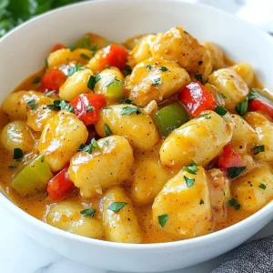 - 1 lb (450g) boneless, skinless chicken breast - 1 tablespoon Cajun seasoning blend - 2 cups heavy cream or half-and-half - 1 cup yellow onion, finely chopped - 1 cup mixed bell peppers (red and green), chopped - Fresh parsley, chopped for garnish - 1 lb (450g) potato gnocchi - 1 cup low-sodium chicken broth - 1 cup freshly grated Parmesan cheese To create a flavorful and creamy Cajun chicken gnocchi, you need a few key ingredients. First, the boneless, skinless chicken breast brings protein and heartiness to the dish. Using Cajun seasoning adds a spicy kick and deep flavor that makes this meal special. The heavy cream or half-and-half creates a rich and smooth sauce, perfect for coating the gnocchi. Next, you’ll need vegetables. The yellow onion and mixed bell peppers give a sweet and colorful touch. They also add crunch and contrast to the creamy sauce. Don’t forget fresh parsley for garnish. It adds a bright finish and a hint of freshness. Now, for the essentials. Potato gnocchi are soft and fluffy, and they soak up the sauce well. The low-sodium chicken broth enhances the sauce without making it too salty. Finally, freshly grated Parmesan cheese adds a nutty flavor and creaminess. With these ingredients, you’re ready to whip up a delicious meal that’s sure to impress. {{ingredient_image_2}} - Seasoning the chicken: Start by placing diced chicken in a bowl. Sprinkle Cajun seasoning over it. Toss the chicken well, ensuring every piece is coated with that spicy goodness. - Cooking the chicken: Heat olive oil in a large skillet over medium-high heat. Once the oil shimmers, add seasoned chicken in a single layer. Cook for 5-7 minutes, turning the chicken until it browns and cooks through. Remove the chicken and set it aside. - Sautéing onions and peppers: In the same skillet, add chopped onions and bell peppers. Cook for about 3-4 minutes, stirring until the veggies are tender and the onions turn translucent. - Adding garlic: Toss in minced garlic and cook for another 30 seconds. Stir continuously until the garlic becomes fragrant but not burnt. - Combining cream and broth: Carefully pour heavy cream and chicken broth into the skillet. Stir well to mix all the flavors together. - Simmering the sauce: Let the sauce simmer for about 5 minutes, stirring occasionally. The sauce will thicken slightly, creating a rich base. - Boiling instructions: Bring a pot of salted water to a boil. Add the potato gnocchi and cook according to package instructions, usually 2-3 minutes. The gnocchi will float when done. - Draining the gnocchi: Once cooked, drain the gnocchi well in a colander. - Returning chicken to skillet: Add the cooked chicken back into the skillet with the sauce. - Mixing in gnocchi and cheese: Gently fold in the drained gnocchi and sprinkle freshly grated Parmesan cheese. Stir until the cheese melts and a creamy sauce forms. - Allowing the dish to rest: Remove the skillet from heat. Let the dish rest for a couple of minutes. This helps the sauce thicken and flavors meld together. - Serving suggestions: Plate the creamy gnocchi and garnish with freshly chopped parsley. Serve in shallow bowls with extra sauce drizzled on top and a sprinkle of Parmesan. Enjoy your delicious creation! To get the best sauce texture, start with heavy cream. It gives a rich, smooth finish. If you want something lighter, use half-and-half. This will still keep it creamy but cut some calories. When you mix the cream, stir it well with the chicken broth. This helps blend the flavors right. Want to change the spice levels? Start with less Cajun seasoning. You can always add more later. If you love bold flavors, add some smoked paprika or a dash of hot sauce. These will boost the taste without overwhelming the dish. You can cook the chicken in different ways. Try grilling or baking it for a smoky flavor. If you're craving a vegetarian version, swap the chicken with mushrooms or chickpeas. This keeps the dish hearty while being meat-free. Pro Tips Season Generously: Don't be shy with the Cajun seasoning! It’s the foundation of flavor in this dish, so ensure every piece of chicken is well-coated for the best taste. Use Fresh Ingredients: Fresh gnocchi and vegetables can dramatically enhance the dish's overall flavor and texture. If possible, opt for fresh over frozen. Adjust Creaminess: For a lighter sauce, substitute half of the heavy cream with chicken broth or use half-and-half. This will still yield a deliciously creamy result without being too rich. Let It Rest: Allow the dish to rest for a few minutes after cooking. This helps the sauce to thicken further and the flavors to meld beautifully, enhancing the overall experience. {{image_4}} You can switch the chicken for other proteins. Shrimp adds a sweet touch. Cook it for just a few minutes until it turns pink. Sausage brings a nice spice. Slice it thin and brown it in the pan. If you prefer plant-based options, try tofu. Firm tofu works best. Press it to remove water, then cube it. Want to change the sauce? Add diced tomatoes for a fresh flavor. Spinach can also boost nutrition and color. For some heat, mix in extra Cajun seasoning or red pepper flakes. A spicy version can wake up your taste buds. You have choices with gnocchi too. Homemade gnocchi is fun to make and can taste great. If you’re short on time, store-bought gnocchi works just as well. For gluten-free diets, there are many gluten-free gnocchi options. Look for those made from rice or chickpeas. They can be just as tasty! To keep your creamy Cajun chicken gnocchi fresh, store it in an airtight container. Place it in the fridge. It will stay good for about 3 to 4 days. If you want to save it longer, you can freeze it. Just make sure to use a freezer-safe container. It can last for up to 2 months in the freezer. When you are ready to eat it, let it thaw overnight in the fridge. To reheat, I recommend using the stove. This method helps keep the texture nice. Start by placing the gnocchi in a pan over low heat. Add a splash of chicken broth or cream to help it warm evenly. Stir gently until it’s hot. You can also use the microwave if you are in a hurry. Just use a microwave-safe dish and cover it with a damp paper towel. Heat it in short bursts, stirring in between. When stored properly, your creamy Cajun chicken gnocchi can last 3 to 4 days in the fridge. If you notice any changes in color or smell, it’s time to toss it. Signs of spoilage can include a sour smell or visible mold. Always trust your senses when it comes to food safety! To make creamy Cajun chicken gnocchi, follow these steps: 1. Season the Chicken: Coat diced chicken with Cajun seasoning. 2. Cook Chicken: Heat olive oil in a skillet. Cook the chicken until golden. 3. Sauté Veggies: Add onions and bell peppers. Cook until soft. 4. Add Garlic: Stir in minced garlic for flavor. 5. Make Sauce: Pour in heavy cream and chicken broth. Simmer until thick. 6. Prepare Gnocchi: Boil gnocchi until they float. Drain well. 7. Combine: Mix chicken and gnocchi into the sauce. Add Parmesan cheese and stir. 8. Finish: Let the dish rest, then serve with parsley on top. Yes, you can prepare this dish ahead of time. Here are some best practices: - Cook Chicken and Sauce: You can cook the chicken and sauce in advance. Store them separately. - Refrigerate Gnocchi: Keep uncooked gnocchi in the fridge until you're ready to boil them. - Combine Before Serving: Heat the sauce and mix in the gnocchi right before serving. Here are some tasty side dish ideas to pair with your creamy Cajun chicken gnocchi: - Garlic Bread: This adds crunch and is great for dipping. - Mixed Green Salad: A fresh salad provides a nice balance. - Steamed Vegetables: Broccoli or green beans add color and nutrition. Yes, this dish has a mild to medium heat level. Cajun seasoning brings warmth and flavor, but you can adjust it to your taste. If you like more heat, add extra seasoning. If you don't have Cajun seasoning, you can make your own. Here’s a simple mix: - 1 teaspoon paprika - 1 teaspoon garlic powder - 1 teaspoon onion powder - ½ teaspoon cayenne pepper - ½ teaspoon dried thyme - ½ teaspoon oregano Mix these spices together, and you're ready to go! This recipe for creamy Cajun chicken gnocchi combines simple, fresh ingredients for a rich taste. You learned how to prepare the chicken, cook vegetables, and make a creamy sauce. Don't forget to customize your dish with different proteins and sauces. As you explore these variations and tips, you can create a dish that's truly yours. Enjoy the cooking process, and savor the flavors you create. Your dinner table deserves this treat!