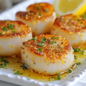 - 1 pound sea scallops, patted dry - 4 tablespoons unsalted butter, divided - 3 cloves garlic, finely minced - Juice and zest of 1 lemon (about 2 tablespoons juice) - 2 tablespoons fresh parsley, roughly chopped - Salt and freshly ground black pepper to taste - Lemon wedges for serving You can swap sea scallops for bay scallops if needed. Use olive oil instead of butter for a dairy-free option. If you don't have fresh parsley, try fresh cilantro or basil. For a kick, add red pepper flakes to the garlic butter. You can use lemon juice from a bottle, but fresh juice tastes best. Using fresh ingredients makes a big difference in flavor. Fresh scallops taste sweeter and more delicate. Fresh garlic adds depth, while fresh lemon gives a bright zing. When you use fresh herbs, they bring a pop of color and taste. Always choose the best ingredients you can find. This choice elevates your dish and impresses your guests. {{ingredient_image_2}} First, you need to dry the scallops well. Use paper towels to pat them dry. This step helps them get a nice sear. After drying, sprinkle both sides with salt and fresh pepper. This adds flavor to the scallops. Next, heat 2 tablespoons of unsalted butter in a large skillet. Set the heat to medium-high. Wait until the butter begins to sizzle and foam. This means it is ready for the scallops. Now, gently place the seasoned scallops in the skillet. Make sure they are in a single layer. Do not crowd the pan. Let them cook for about 2-3 minutes. Watch for a golden crust to form on the bottom. After that, flip the scallops using tongs or a spatula. Cook for another 2-3 minutes. They should be opaque and firm to the touch. Once cooked, move the scallops to a warm plate. Cover them to keep warm. In the same skillet, add the remaining 2 tablespoons of butter. Also, add the minced garlic at this point. Stir the garlic for about 1 minute. You will know it is ready when it smells great. Be careful not to burn it. Now, pour in the lemon juice and zest. Stir well to mix it with the garlic and butter. Let the sauce simmer for 1-2 minutes. This allows the flavors to blend nicely. Next, return the scallops to the skillet. Turn them gently to coat with the sauce. Finally, remove the skillet from the heat. Stir in the chopped parsley for a fresh flavor. Serve the scallops warm. Drizzle them generously with the lemon garlic butter sauce. Add lemon wedges on the side for extra zest. Enjoy your delicious dish! To get that nice golden crust on your scallops, start with dry scallops. Pat them with paper towels until they are moisture-free. This step is key. Next, heat the butter until it sizzles. This means your pan is hot enough. Place the scallops in a single layer. Avoid crowding them. Allow them to cook undisturbed for a few minutes. This helps form the perfect sear. Scallops cook fast. They only need about 2-3 minutes per side. Look for a firm texture and an opaque color. If they feel rubbery, you’ve overcooked them. Keep an eye on them while cooking. Use a timer to help track the cooking time. If in doubt, remove them from the heat a bit early. They will continue cooking from residual heat. Presentation matters! Arrange the scallops on warm plates. Drizzle the lemon garlic butter sauce over them. A sprinkle of fresh parsley adds color and flavor. Serve with lemon wedges for extra zing. You can pair these scallops with a light salad or rice. This balances the rich butter sauce nicely. Enjoy your meal with a refreshing glass of white wine! Pro Tips Dry Scallops Thoroughly: Ensuring your scallops are completely dry before cooking helps achieve a perfect sear, preventing them from steaming in the pan. Use High Heat: Cooking the scallops over medium-high heat allows for a quick sear, which locks in their natural juices and enhances flavor. Do Not Overcrowd the Pan: Allow enough space between scallops in the skillet to ensure they cook evenly and develop a nice crust without steaming. Finish with Fresh Herbs: Adding freshly chopped parsley at the end not only enhances the dish's flavor but also adds a pop of color and freshness. {{image_4}} You can change the flavor of lemon garlic butter scallops by adding fresh herbs. Try using thyme or dill for a new twist. Just chop the herbs roughly and add them to the sauce. This small change can add depth to the dish. You could also mix in some basil for a sweet touch. Each herb brings its own unique flavor profile. Experiment to see which one you like best! The lemon garlic butter sauce is very flexible. If you want a kick, add a pinch of red pepper flakes. This will give your dish some heat. For a creamier sauce, whisk in heavy cream after the garlic cooks. This makes the sauce rich and smooth. You could also swap the lemon for lime for a different citrus flavor. Each variation can make the dish feel new and exciting. Scallops pair well with many sides. Consider serving them with a fresh green salad. The crispness of the salad balances the richness of the scallops. You can also serve them with garlic bread to soak up the sauce. Another great option is pasta. A light lemon pasta will complement the scallops perfectly. Choose sides based on your mood or the season. Enjoy mixing and matching to find your favorite combination! After enjoying your lemon garlic butter scallops, store any extras in the fridge. Place them in an airtight container. Make sure the scallops cool down first. They stay fresh for up to two days. If you want to keep them longer, consider freezing. When you're ready to eat leftovers, gently reheat them. Use a skillet on low heat for best results. Add a little butter to keep them moist. Heat just until warm. Avoid cooking too long, or they may become tough. You can freeze scallops, but it's best to do so before cooking. Place them in a single layer on a baking sheet. Freeze until solid, then transfer to a freezer-safe bag. This way, they won't stick together. Frozen scallops are best used within three months for the best flavor. For the best flavor and texture, I recommend using sea scallops. They are larger and sweeter than bay scallops. Fresh sea scallops provide a firm bite and a lovely sear. Look for scallops that are wet and shiny. Avoid any that appear dry or smell fishy. Yes, you can use frozen scallops, but make sure to thaw them properly. Place them in the fridge overnight or run them under cold water for a quick thaw. Pat them dry before cooking. Frozen scallops can taste great, but fresh ones shine brighter in this dish. To check if scallops are cooked, look for a firm texture and an opaque center. They should be golden brown on the outside. Cook them for about 2-3 minutes on each side. If they are still translucent in the middle, give them another minute. Remember, overcooking will make them rubbery, so keep an eye on them! This blog post walked through the steps to cook perfect scallops. We covered key ingredients, their fresh importance, and smart swaps. You learned precise cooking methods and the rich lemon garlic butter sauce. I shared tips to get the best sear and avoid overcooking. Exploring variations and storage options help you customize your dish. Remember, fresh ingredients shine in this recipe. With practice, you will master scallops in no time. Enjoy your delicious creation!