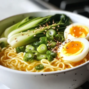- 2 packs of instant ramen noodles - 4 tablespoons unsalted butter - 6 cloves garlic, finely minced - 1 tablespoon red pepper flakes - 4 cups chicken or vegetable broth - 2 tablespoons soy sauce - 2 green onions, thinly sliced - 1 cup baby spinach or bok choy - Sesame seeds for garnish - Soft-boiled eggs (optional) For this dish, I love using instant ramen noodles. They cook quickly and soak up flavors well. You will need unsalted butter to create a rich base. Fresh garlic adds a punch to the dish. The red pepper flakes give it a spicy kick, so adjust to your taste. Choose either chicken or vegetable broth. This choice affects the overall flavor, so pick what you like best. Soy sauce brings umami, enhancing the savory notes. Green onions add freshness and color. Baby spinach or bok choy gives a nice crunch. Lastly, sesame seeds add visual appeal and a nutty flavor. If you want creaminess, include soft-boiled eggs. They make the dish feel even more special. Enjoy gathering these ingredients! {{ingredient_image_2}} Start by filling a pot with water. Bring it to a rolling boil. This step is key for perfect noodles. Once boiling, add the instant ramen noodles. Cook them for 3 to 4 minutes. They should be just tender, not mushy. After cooking, drain the noodles well and set them aside. Next, grab a large skillet. Add the unsalted butter and melt it over medium heat. Once it melts, toss in the finely minced garlic and red pepper flakes. Stir this mix for 1 to 2 minutes. You want the garlic fragrant, but watch it closely to avoid burning. Now, pour in the chicken or vegetable broth. Add the soy sauce for extra flavor. Increase the heat slightly. Bring this mix to a gentle simmer. Let it simmer for about 5 minutes. This helps the flavors blend perfectly. Gently add the cooked ramen noodles to the skillet. Use tongs or chopsticks to mix them well. You want every noodle coated in that rich garlic butter broth. Next, toss in your choice of baby spinach or bok choy. Stir until they are slightly wilted, about 1 to 2 minutes. This keeps their bright color. To serve, ladle the spicy garlic butter ramen into bowls. Garnish with sliced green onions and a sprinkle of sesame seeds. If you like, add a soft-boiled egg on top. This adds a creamy touch. For a final flourish, drizzle a bit of extra melted garlic butter over the ramen. Enjoy your delightful meal! To avoid mushy noodles, cook them just until tender. This takes about 3-4 minutes. Drain the noodles right away to stop cooking. If you want a firmer bite, reduce the cooking time by one minute. Adjusting spice levels is easy. Start with one tablespoon of red pepper flakes. Taste the broth and add more if you want it spicier. Remember, you can always add more, but you can't take it out! Pair your ramen with a light side dish. A simple cucumber salad goes well with the bold flavors. You can also serve it with steamed dumplings for extra texture and taste. For garnishing, use fresh ingredients. Sliced green onions add color and crunch. Sesame seeds give a nice nutty flavor. A soft-boiled egg adds creaminess, making each bite richer. For seasoning additions, try a splash of rice vinegar. It brightens the dish and balances the richness. You can also stir in a teaspoon of miso paste for depth. Using homemade broth gives the best flavor, but store-bought works in a pinch. If you use store-bought, look for low-sodium options. This way, you can control the saltiness of your dish better. Pro Tips Adjust the Spice Level: Feel free to modify the amount of red pepper flakes according to your taste preference. Start with less if you're unsure, and you can always add more to your bowl later! Use Fresh Ingredients: Fresh garlic and green onions enhance the flavor significantly. If possible, opt for fresh over pre-minced or dried options for the best results. Add Protein: For a heartier meal, consider adding cooked chicken, shrimp, or tofu to your ramen. Simply toss them in with the noodles before serving. Experiment with Toppings: Get creative with your toppings! Consider adding nori strips, pickled ginger, or a drizzle of chili oil for an extra layer of flavor. {{image_4}} You can add protein to your spicy garlic butter ramen for a heartier meal. Here are some easy options: - Chicken: Cooked chicken, grilled or shredded, adds great flavor. - Tofu: Firm tofu works well. Cube and sauté until golden. - Shrimp: Fresh or frozen shrimp cooks quickly and enhances taste. - Pork: Thinly sliced pork belly adds a rich, savory kick. If you have dietary needs, you can easily adjust this recipe. - Gluten-free options: Use gluten-free noodles or rice noodles instead. - Dairy-free modifications: Substitute butter with olive oil or vegan butter. Experimenting with flavors can make this dish even more exciting. - Additional spices: Try adding ginger for warmth or sesame oil for richness. - Different sauces: Swap soy sauce with tamari for a gluten-free option. You can also use sriracha for extra heat. To keep your spicy garlic butter ramen fresh, you need to store it right. First, let it cool down to room temperature. Then, place leftovers in an airtight container. This prevents moisture loss and keeps flavors locked in. - Refrigeration: Store in the fridge for up to 3 days. Make sure the lid is tight. - Freezing tips: If you want to freeze it, use freezer-safe bags. Squeeze out extra air before sealing. You can freeze it for up to 1 month. Reheating your ramen is simple, but you want to keep the noodles nice and chewy. - Optimal reheating methods: For best results, warm it on the stove over low heat. Add a splash of broth or water to help it heat evenly. Stir gently as it warms. - Maintaining noodle texture: Avoid using the microwave if you can. It can make the noodles too soft. If using a microwave, heat in short bursts, stirring in between. This helps keep the texture intact. Spicy Garlic Butter Ramen is a rich, flavorful dish. It features tender noodles coated in a spicy garlic butter sauce. This dish is popular for its bold flavors and quick prep time. Yes, you can use many types of noodles. Some great options are udon, soba, or rice noodles. Each type will give you a unique taste and texture. This recipe takes about 20 minutes. Prep time is about 10 minutes, and cooking time is around 10 minutes. You can enjoy a delicious meal in no time! If you cannot use garlic, try shallots or chives. These options add great flavor without garlic's strong taste. You can also skip it altogether for a milder dish. To make this ramen vegan, swap the butter with coconut oil or vegan butter. Use vegetable broth instead of chicken broth. The rest of the ingredients are already suitable for vegans! This blog post outlined how to make spicy garlic butter ramen. We started with the key ingredients, then went through each cooking step. I shared tips for perfect noodles and how to present your dish. We explored variations for different diets and how to store leftovers. With these simple steps, you can enjoy a delicious meal quickly. Don't shy away from customizing this dish to fit your taste. Happy cooking!