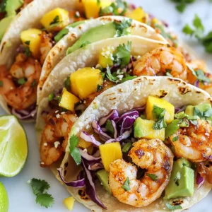 - 1 pound shrimp, peeled and deveined - 1 tablespoon olive oil - 2 teaspoons chili powder - 1 teaspoon smoked paprika - 1 teaspoon garlic powder - ½ teaspoon cayenne pepper (adjust to preferred spice level) - Salt and freshly cracked pepper, to taste - 8 small corn tortillas - 1 cup shredded cabbage (choose purple for crunch and color, or green for a milder flavor) - ½ cup ripe mango, diced into small cubes - ¼ cup fresh cilantro, chopped finely - 1 avocado, sliced into thin wedges - 1 lime, cut into wedges for serving - ¼ cup sour cream or Greek yogurt (optional for a creamy finish) For the shrimp, you can use fresh or frozen. If using frozen, thaw them first. Olive oil adds great flavor, but feel free to use any oil you prefer. Chili powder gives depth, while smoked paprika adds a nice touch of smokiness. Garlic powder is a must for that savory taste. If you want more heat, add extra cayenne pepper. You can swap out cabbage for lettuce or slaw. If you can't find corn tortillas, flour tortillas work too. For a fruity twist, try using pineapple instead of mango. - Calories: 380 - Protein: 25g - Carbohydrates: 40g - Fat: 15g - Fiber: 5g - Sugars: 3g - Sodium: 250mg This recipe serves about four people. Each taco packs a punch of flavor while keeping things light and fresh. Enjoy experimenting with the ingredients! {{ingredient_image_2}} First, gather your shrimp and a large bowl. Add the shrimp to the bowl. Pour in the olive oil, chili powder, smoked paprika, garlic powder, and cayenne pepper. Season with salt and pepper. Mix well so each shrimp gets coated. Let the shrimp marinate for 15 to 20 minutes. This helps the flavors sink in. Next, heat a large skillet over medium-high heat. Once hot, add the marinated shrimp in a single layer. Cook for about 2 to 3 minutes. Flip the shrimp and cook for another 2 to 3 minutes until they turn pink and opaque. This means they are done. Remove the shrimp from heat and set them aside. Now, take another skillet to warm your corn tortillas. Place one tortilla in the skillet and warm it for about 30 seconds on each side. You want them soft and warm. If you prefer, wrap the tortillas in aluminum foil. You can warm them in the oven instead. To build your tacos, lay a few pieces of cooked shrimp in the center of a warm tortilla. Add a handful of shredded cabbage on top. Next, sprinkle on the diced mango and add slices of avocado. Finish with a little fresh cilantro. If you like, add a dollop of sour cream or Greek yogurt for creaminess. Serve your tacos right away. Include lime wedges on the side for squeezing. This gives a fresh and zesty kick to the tacos. Arrange them on a colorful platter and add extra cilantro for a pretty touch. Enjoy your meal! To make your firecracker shrimp tacos just right, adjust the cayenne pepper. Start with a half teaspoon as the recipe says. If you like more heat, add more. For less spice, cut it down or skip it. You can also mix in other spices, like paprika or cumin, to find your perfect balance. Meal prep can save time. You can marinate the shrimp ahead of time. Just place the shrimp with spices in the fridge for up to two hours. You can also chop the mango, cabbage, and cilantro in advance. Store them in airtight containers. This way, you can whip up your tacos quickly when you're ready to eat. If you have any tacos left, store them properly. Keep the shrimp and toppings separate. Place the shrimp in a covered container in the fridge. Use the next day for the best taste. The tortillas can dry out, so keep them in a bag or wrap them tightly. Reheat the shrimp before serving, and warm the tortillas on the stove. Enjoy your leftovers, but eat them within two days for freshness! Pro Tips Perfectly Cooked Shrimp: Avoid overcooking by removing the shrimp from the heat as soon as they turn pink and opaque; they will continue to cook slightly after being removed from the skillet. Tortilla Techniques: For an extra layer of flavor, lightly brush the corn tortillas with olive oil and sprinkle with salt before warming them in the skillet. Customize Your Spice: Adjust the cayenne pepper according to your heat preference, or try adding a splash of hot sauce for an additional kick. Fresh Ingredients Matter: Use ripe, fresh mango and high-quality avocado for the best taste and texture in your tacos; they elevate the dish significantly. {{image_4}} You can swap shrimp for chicken, fish, or tofu. Use chicken breast or thighs. Marinate them just like the shrimp. For fish, choose firm types like cod or tilapia. Tofu works well for a plant-based option. Press the tofu to remove excess water, then marinate it. Cook until golden and crispy for great flavor. Get creative with your toppings! Try adding fresh salsa, diced tomatoes, or jalapeños for heat. You can also use different greens like arugula or romaine. Add a drizzle of spicy aioli or a zesty chipotle sauce. Don't forget cheese! Cotija or feta adds a nice touch. The right toppings can change the whole taco experience. Serve these tacos with sides that balance the spices. A fresh green salad with lime vinaigrette works well. You can also pair them with Mexican rice or beans. Guacamole is a great addition, too. For a refreshing drink, serve with a cold limeade or a light beer. These sides enhance your meal and make it more fun! Firecracker shrimp tacos blend flavors from many cultures. They draw influence from Asian, Mexican, and Southern cuisines. The name "firecracker" hints at their bold and spicy taste. Many believe these tacos began in coastal areas, where fresh shrimp is plentiful. Street vendors often sell them during festivals and events. Over time, they became popular in homes and restaurants. The flavor profile of firecracker shrimp tacos is vibrant and exciting. The shrimp gets a kick from chili powder and cayenne pepper. Smoked paprika adds a smoky depth that pairs well with the shrimp. The creamy avocado and sweet mango create a perfect balance. Fresh cilantro adds a bright herbal note, while lime juice gives a zesty finish. Each bite is a dance of heat, sweetness, and freshness. You’ll find a satisfying crunch from the cabbage, making the texture delightful. These tacos shine at casual gatherings and celebrations. They fit perfectly at summer barbecues or beach parties. You can serve them for Taco Tuesday or family dinners. They are also great for game day or potlucks. Their easy assembly makes them fun for guests to customize. Just set up a taco bar with all the toppings. Everyone will enjoy creating their unique firecracker shrimp taco. Shrimp cook quickly. They are done when they turn pink and opaque. This usually takes about 4 to 6 minutes. If you notice the shrimp curling up, it is a sign they are close to being finished. Remember, overcooked shrimp can get tough, so keep an eye on them. Yes, you can prepare the shrimp and marinate them a few hours in advance. Just keep them in the fridge. You can also chop the veggies and warm the tortillas before serving. However, I recommend cooking the shrimp just before serving for the best texture. If you don't have sour cream, Greek yogurt works well. It adds creaminess and tang. You can also try avocado, mashed or sliced, for a rich texture. For a lighter option, mix in some lime juice with plain yogurt. To make Firecracker Shrimp Tacos gluten-free, simply use corn tortillas. They are naturally gluten-free and perfect for this dish. Always check labels to ensure no gluten is present in other ingredients you use. Many coastal towns have great seafood spots that serve Firecracker Shrimp Tacos. Look for places that focus on fresh ingredients. Popular chains and local taco shops often put their spin on these tasty tacos. You might find them under different names, so ask about shrimp tacos with a spicy kick! This post covered how to make Firecracker Shrimp Tacos from start to finish. We discussed the right ingredients, step-by-step cooking methods, and useful tips. You learned how to adjust spices and store leftovers. Remember, you can switch proteins or toppings for your own twist. Firecracker Shrimp Tacos are fun to make and share. They are perfect for any gathering. Enjoy the flavors and make these tacos your own!