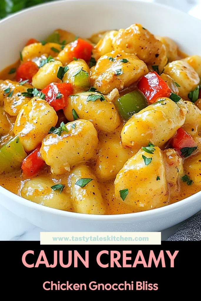 Looking for an easy dinner recipe that packs a flavor punch? Try this creamy Cajun chicken gnocchi! This comforting Cajun pasta dish combines tender chicken, savory bell peppers, and soft gnocchi in a luscious cream sauce. Perfect for busy weeknights, this creamy gnocchi recipe is sure to impress. Don't forget to save for later and enjoy a delicious meal! #CajunChickenGnocchi #EasyDinnerRecipes #GnocchiWithChicken #CajunPastaDish