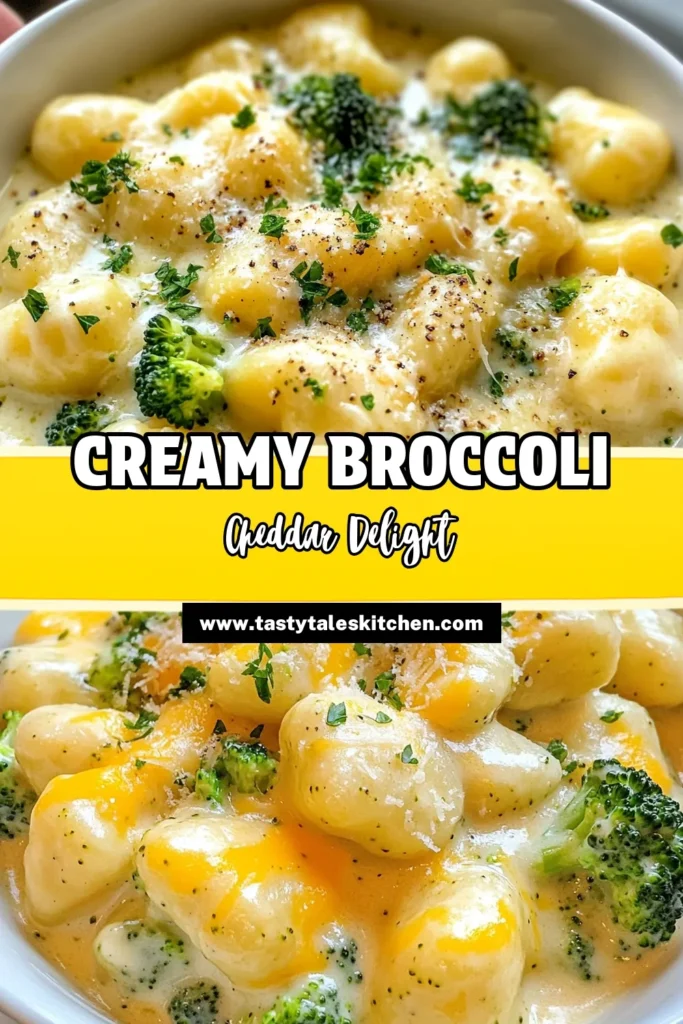 Indulge in a bowl of comfort with this creamy broccoli cheddar gnocchi recipe! Perfect for an easy gnocchi dinner, this one-pot gnocchi meal is a must-try for busy weeknights. With just a few ingredients, you'll whip up a delicious dish that combines tender gnocchi, fresh broccoli, and rich cheddar cheese. Ready in 20 minutes! Save this creamy gnocchi recipe for your next dinner party. #BroccoliCheddarGnocchi #ComfortFoodRecipes #EasyGnocchiDinner #OnePotGnocchiMeal