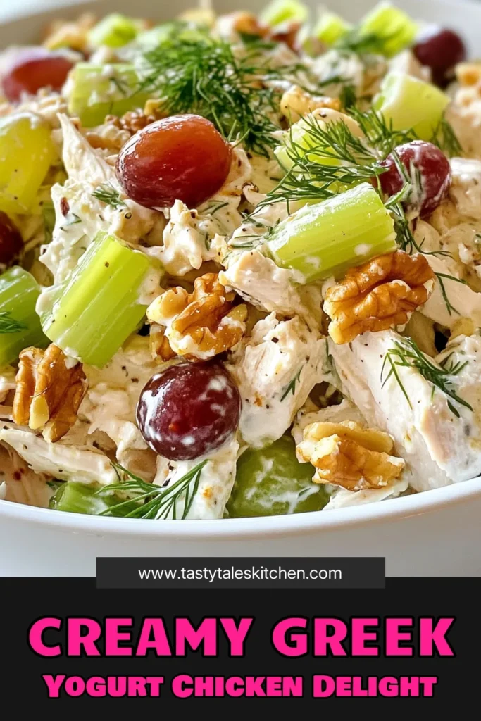 Discover a delicious and simple Greek yogurt chicken salad recipe that’s perfect for any meal! This creamy chicken salad with yogurt is not just tasty but also a healthy and low-calorie option. With shredded chicken, crunchy celery, sweet grapes, and walnuts, this easy chicken salad recipe packs a flavor punch. Perfect for serving on lettuce or in a sandwich. Try it out today! #HealthyRecipes #ChickenSalad #GreekYogurt #EasyRecipes