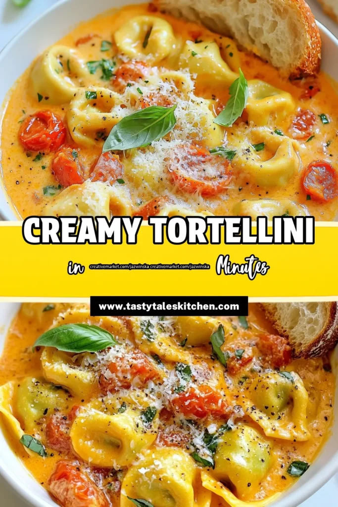 Indulge in the rich flavors of Creamy Tomato Basil Tortellini, a delightful Cheese Tortellini recipe that's perfect for quick pasta dishes. This easy-to-follow recipe features fire-roasted tomatoes and creamy Italian sauces, making it a family favorite. In just 25 minutes, you can serve a delicious meal that's sure to impress. Don’t miss out—try this recipe today! #PastaRecipes #QuickMeals #ItalianCooking #ComfortFood