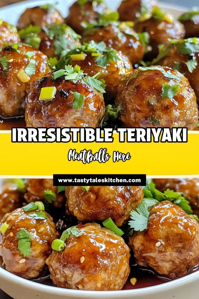 Indulge in these delicious teriyaki glazed meatballs, made with juicy ground chicken meatballs that are easy to prepare! This easy teriyaki recipe features a delightful homemade teriyaki sauce for a mouthwatering glaze. Perfect as a baked meatball recipe, these meatballs are perfect for meal prep or family dinners. Try them today and impress your taste buds! Don’t forget to save this recipe for later! #TeriyakiGlazedMeatballs #GroundChickenMeatballs #EasyTeriyakiRecipe #HomemadeTeriyakiSauce