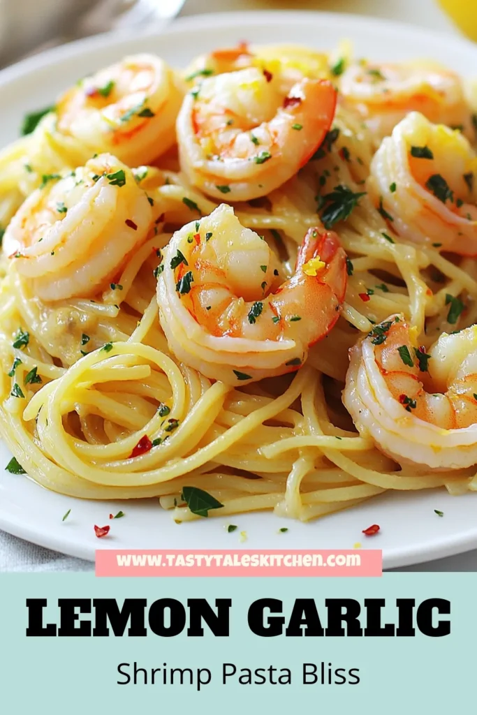 Discover the delicious simplicity of Lemon Garlic Shrimp Pasta with this easy shrimp pasta recipe. This quick seafood pasta dish features succulent garlic butter shrimp spaghetti or lemon shrimp linguine that's perfect for weeknight dinners. In just 25 minutes, you can impress your family with a flavorful meal. Save this recipe for a fast and satisfying dinner tonight! #LemonGarlicShrimpPasta #EasyShrimpPastaRecipe #GarlicButterShrimp #QuickSeafoodPastaDish