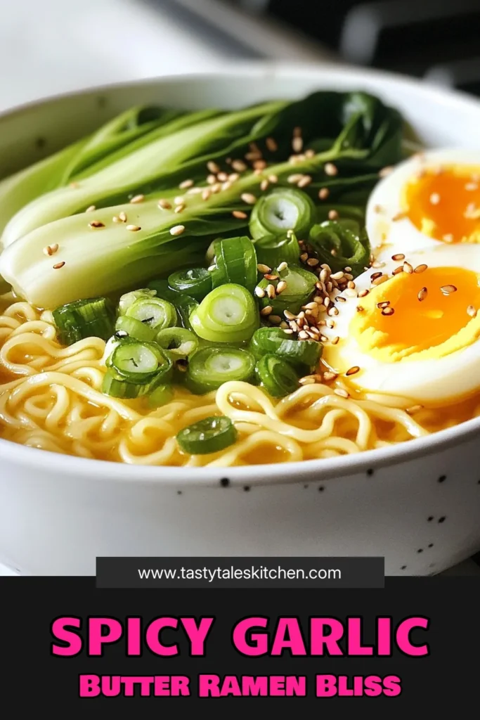 Indulge in the ultimate comfort food with this Spicy Garlic Butter Ramen recipe! Discover how to make an easy ramen dish that's bursting with flavor and perfect for any night. This homemade ramen soup is a delightful twist on instant ramen variations, featuring vibrant greens like spinach or bok choy. Transform your ramen experience today! Save this recipe and bring warmth to your dinner table. #SpicyGarlicButterRamen #EasyRamenRecipes #HomemadeRamenSoup #RamenNoodleDishWithGreens