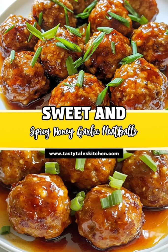 Discover the ultimate baked meatball recipe with these spicy honey garlic meatballs! Made with ground chicken and coated in a delicious sriracha meatball sauce, these Asian-inspired meatballs are perfect for dinner or parties. Easy to make and bursting with flavor, they’ll become a family favorite. Try this yummy honey garlic meatballs recipe today and watch them disappear! Save this for later! #HoneyGarlicMeatballs #SpicyChickenMeatballs #BakedMeatballs #AsianInspiredRecipes