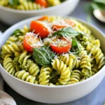 To make One Pot Creamy Pesto Pasta, gather these simple ingredients: - 12 oz (340g) pasta of your choice (fusilli, penne, or farfalle work well) - 1 cup of your favorite pesto (homemade or store-bought) - 1 cup heavy cream - 2 cups vegetable broth (low-sodium is best) - 1 cup cherry tomatoes, halved - 1 cup fresh spinach leaves, roughly chopped - ½ cup grated Parmesan cheese (plus more for serving) - 2 tablespoons olive oil - 3 cloves garlic, minced - Salt and pepper, to taste - Red pepper flakes (optional) You can easily swap some ingredients based on what you have: - Use whole wheat or gluten-free pasta for a healthier option. - Swap heavy cream with half-and-half for a lighter dish. - Try different cheeses, like feta or goat cheese, for unique flavors. - Replace cherry tomatoes with sun-dried tomatoes for a tangy twist. - Use vegetable or chicken broth to add depth to the flavor. Using fresh ingredients makes a big difference. Fresh spinach adds vibrant color and nutrients. Fresh garlic gives a strong, rich flavor. Ripe cherry tomatoes bring sweetness to the dish. Always choose high-quality pesto, as it is the base of your sauce. Fresh ingredients not only enhance taste but also make the meal more enjoyable. They provide better texture and aroma, making your cooking experience delightful. Plus, they help you connect with the food you create, making each bite even more special. {{ingredient_image_2}} Start by heating two tablespoons of olive oil in a large pot over medium heat. Add three minced garlic cloves and sauté them for about one minute. Watch closely; you want the garlic fragrant, not burnt. This step builds a strong flavor base for your dish. Now, pour in two cups of vegetable broth. Bring this mixture to a gentle boil. The broth will infuse the pasta with rich flavor. Once boiling, add 12 ounces of your chosen pasta, like fusilli or penne. Cook according to the package instructions, stirring often. This usually takes about eight to twelve minutes until the pasta is al dente. After the pasta is cooked, reduce the heat to low. Stir in one cup of heavy cream and one cup of your favorite pesto. Mix well until every piece of pasta is coated in this creamy goodness. The sauce will become rich and velvety, perfect for your dish. Next, toss in one cup of halved cherry tomatoes and one cup of roughly chopped fresh spinach. Cook for an extra two to three minutes. This will let the spinach wilt and the tomatoes soften. Finally, mix in half a cup of grated Parmesan cheese. Season with salt and pepper to taste. If you like a bit of heat, add red pepper flakes. For a finishing touch, serve hot with extra Parmesan and, if you wish, fresh basil leaves. Enjoy your delightful one pot creamy pesto pasta! To get the best pasta texture, cook it in vegetable broth. This gives it extra flavor. Always check the package for cooking times. Stir often to prevent sticking. Aim for al dente, which means firm but tender. This will keep the pasta from getting mushy. If you want a bit more bite, reduce the cooking time by a minute. Making pesto at home is easy and fun. You need fresh basil, garlic, pine nuts, Parmesan cheese, and olive oil. Blend these ingredients until smooth. You can adjust the flavors to fit your taste. For a twist, try adding nuts like walnuts or almonds. Homemade pesto is fresher and tastier than store-bought. Plus, you can control the amount of oil and salt. If you want your dish creamier, add more heavy cream. Start with a splash and mix well. Keep checking the texture. If it seems too thick, add a bit more vegetable broth. For a lighter version, try using half-and-half instead of cream. This keeps the flavor while making it less rich. Adjusting creaminess is all about your personal taste! Pro Tips Choose the Right Pasta: Opt for pasta shapes like fusilli or farfalle that hold sauce well, enhancing each bite. Adjust Creaminess: If you prefer a lighter dish, reduce the amount of heavy cream or use half-and-half for a healthier option. Customize Your Veggies: Feel free to add other vegetables such as bell peppers or zucchini to boost nutrition and flavor. Add a Zesty Kick: Incorporate a squeeze of fresh lemon juice just before serving for a bright contrast to the creamy sauce. {{image_4}} You can use many pasta shapes for this dish. Fusilli, penne, and farfalle all work well. These shapes hold the creamy sauce nicely. You can also try spaghetti for a classic look. Or use shells for fun bites. Each shape adds a unique twist to your meal. Choose what you like best! Want to make your pasta more filling? Add proteins like chicken or shrimp. Cook the protein in the pot before adding garlic. This adds flavor and makes the dish more satisfying. You can also use cooked sausage or tofu for a quick fix. Just toss them in with the pasta to heat through. If you want a vegetarian version, just skip the meat. Use vegetable broth to keep it light. For a vegan option, switch heavy cream for coconut milk or cashew cream. These swaps keep the dish creamy and delicious. Make sure your pesto is dairy-free too! After you finish your meal, let the pasta cool down a bit. Place leftovers in an airtight container. This helps keep it fresh and tasty. Store it in the fridge if you plan to eat it within three days. Make sure to label the container with the date. This way, you won't forget when it was made. When you're ready to eat leftovers, use the stovetop for the best taste. Place the pasta in a pan over low heat. Add a splash of vegetable broth or cream to help it warm up. Stir gently until heated through. If you use the microwave, cover the dish with a lid. Heat in short bursts, stirring in between to prevent hot spots. You can freeze this pasta if you want to save it for later. Use a freezer-safe container or a resealable bag. Make sure to remove as much air as you can. This helps prevent freezer burn. Label the bag with the date. The pasta can stay good for up to three months. When you're ready to eat, thaw it in the fridge overnight. Reheat as mentioned above for the best results. Yes, you can! To make this dish gluten-free, simply choose gluten-free pasta. Many options are available, like rice or chickpea pasta. Check the package for cooking times, as they may differ from regular pasta. To adjust the spice level, you can add or reduce red pepper flakes. If you want more heat, use more flakes. For less heat, skip them entirely. You can also add a touch of black pepper for a mild kick. If you want a lighter option, try using half-and-half or whole milk. For a dairy-free choice, coconut milk or a cashew cream can work well. These swaps will change the flavor slightly but still create a creamy sauce. This blog post covered how to make a delicious pasta dish. We talked about fresh ingredients, prep steps, and tips for flavor. You can choose different pasta shapes or add proteins like chicken. Proper storage and reheating keep leftovers tasty. Remember, adjusting creaminess or spice can fit your taste. I hope you feel ready to try this recipe and make it your own. Happy cooking!