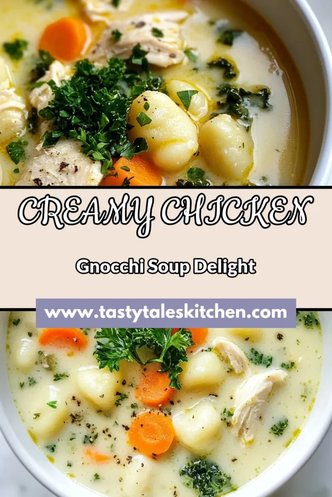 Warm up with this creamy chicken gnocchi soup, a delightful comfort food soup recipe that will become a family favorite! This easy gnocchi soup combines tender herbs, juicy chicken, and fresh greens, all enveloped in a rich, creamy broth. Perfect for chilly evenings, this homemade chicken gnocchi will comfort your soul. Save this herb chicken soup recipe for a delicious meal that’s ready in under 30 minutes! #ComfortFood #GnocchiSoup #EasierRecipes #HomemadeSoup