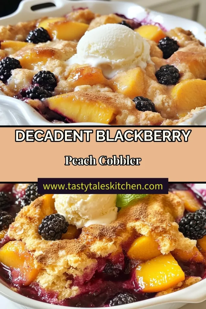 Indulge in the perfect summer dessert with this delightful blackberry peach cobbler. This easy fruit cobbler recipe features fresh blackberries and juicy peaches, creating a mouthwatering peach blackberry dessert that everyone will love. Perfect for gatherings or a cozy evening at home, this homemade cobbler recipe is a must-try. Get the full recipe now and enjoy this seasonal treat! #BlackberryPeachCobbler #SummerDessertRecipes #EasyFruitCobbler #PeachBlackberryDessert