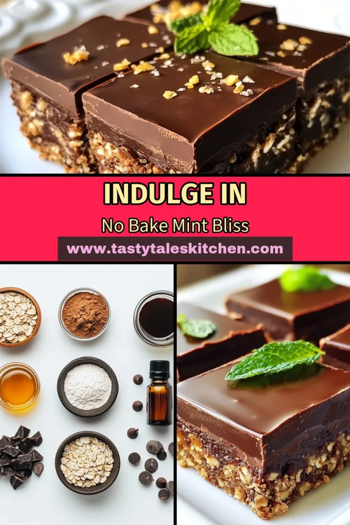 Discover the ultimate no-bake chocolate mint bars that are simple to make and perfect for any chocolate mint dessert lover! This healthy chocolate mint treat is vegan and packed with wholesome ingredients like oats and almond flour. Follow our easy no-bake dessert recipe to enjoy these delightful bars that are sure to impress. Save this recipe for a guilt-free indulgence! #NoBakeDessert #ChocolateMint #VeganTreats #HealthyDesserts