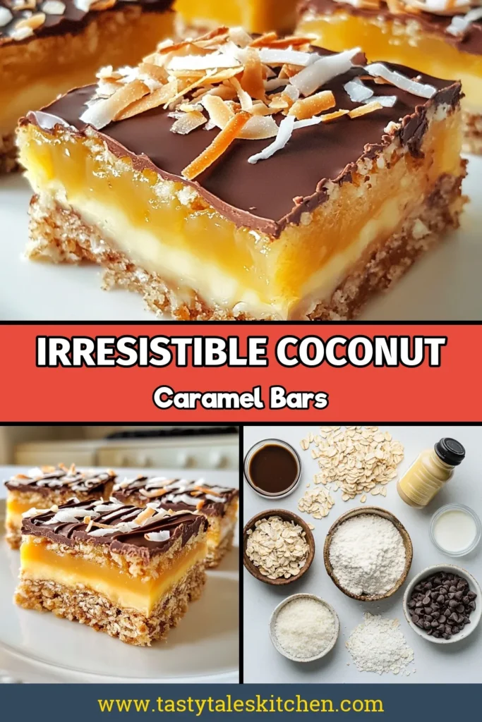Craving a sweet treat? Try these Coconut Caramel Bars for a delicious twist on homemade Samoas! This easy Samoas Bars Recipe features layers of coconut and oats topped with a creamy caramel drizzle and rich chocolate. Perfect for any occasion, these No-Bake Samoas are sure to impress. Discover how to make these Chocolate Coconut Treats today! Save the recipe for later! #SamoasBars #CoconutCaramelBars #NoBakeSamoas #ChocolateCoconutTreats