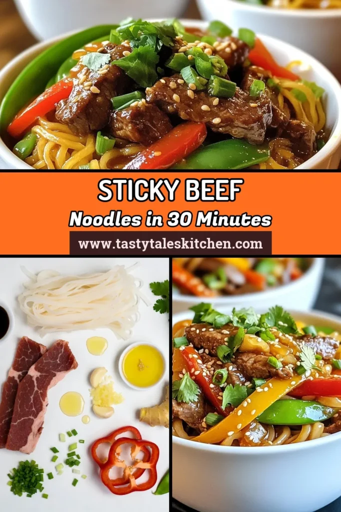 Savor the deliciousness of sticky beef noodles, a perfect blend of tender beef stir-fry and flat rice noodles! This easy noodle dish is not only quick to prepare but also embodies the flavors of Asian-inspired recipes. With just a few ingredients and simple steps, you can create a delightful meal that’s sure to impress. Click to discover this flat rice noodles recipe and make dinner special tonight! #StickyBeefNoodles #EasyNoodleDishes #BeefStirFry #AsianInspiredRecipes