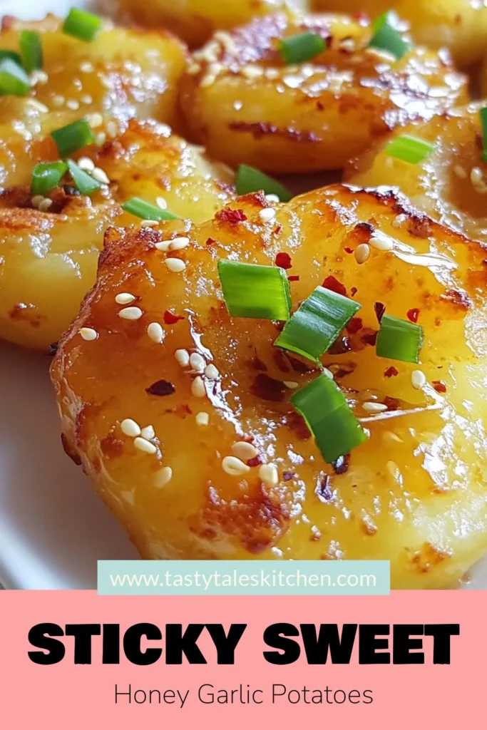 Indulge in the irresistible flavors of Honey Garlic Smashed Potatoes, the perfect Easy Potato Side Dish for any meal. This Smashed Potatoes Recipe combines tender baby potatoes with a sweet and savory garlic honey sauce, making them a crowd favorite. Ready in just 55 minutes, these Baked Smashed Potatoes are a delightful addition to your dinner table. Try this Garlic Honey Potatoes recipe today and elevate your side dish game. Don&rsquo;t forget to save! #PotatoRecipes #SideDishes #ComfortFood #EasyRecipes