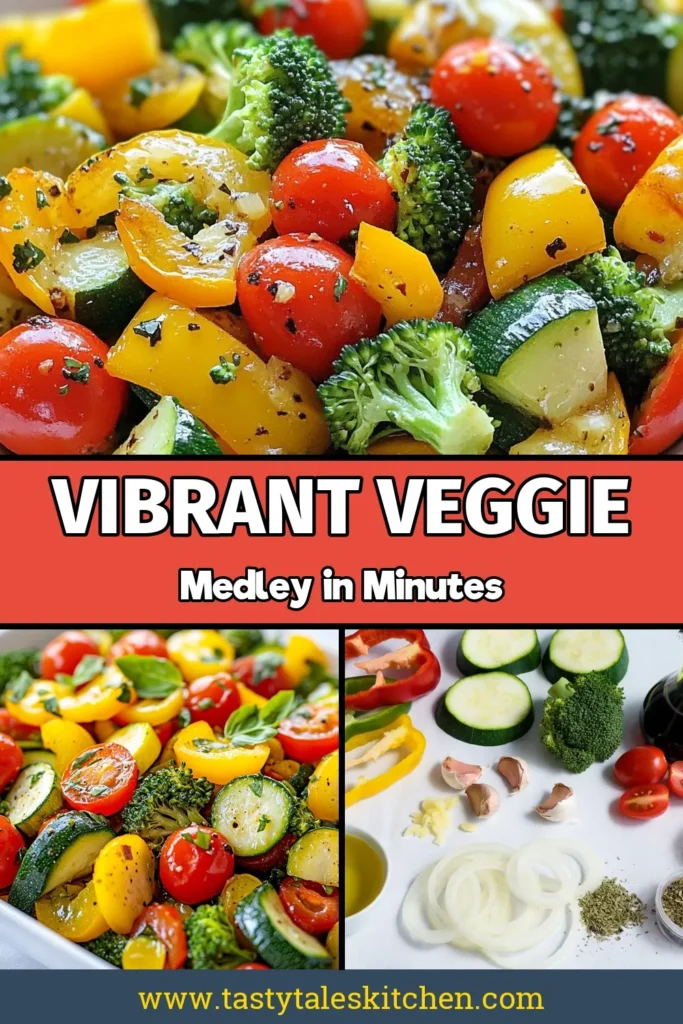 Looking for a vibrant and healthy veggie stir-fry? Try this Rainbow Vegetable Sauté! Our sautéed veggie medley recipe features a colorful mix of bell peppers, zucchini, broccoli, and cherry tomatoes, making it the perfect quick vegetable side dish. With just 20 minutes of prep time, this delicious colorful vegetable dish is a must-try! Click for the full recipe and brighten up your dinner! #HealthyEating #VeggieStirFry #SautéedVeggies #ColorfulDishes