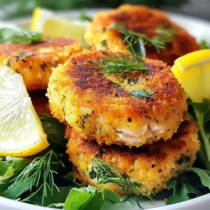 For Lemon Dill Salmon Patties, you need the following ingredients: - 1 can (14 oz) wild-caught salmon, drained and flaked - ½ cup breadcrumbs (whole wheat or gluten-free) - ¼ cup finely chopped red onion - 2 tablespoons fresh dill, chopped (or 1 tablespoon dried dill) - 1 tablespoon lemon zest (freshly grated) - 2 tablespoons freshly squeezed lemon juice - 1 large egg, beaten - ½ teaspoon garlic powder - Salt and black pepper, to taste - 3 tablespoons olive oil (for frying) Each ingredient plays a key role in flavor and texture. The salmon brings protein and healthy fats. Breadcrumbs help bind the patties and add crunch. Fresh dill and lemon zest brighten the dish, while the onion adds a sweet bite. You can easily swap some items in this recipe: - Salmon: Use fresh salmon if you prefer. Just cook and flake it first. - Breadcrumbs: Oats or crushed crackers can work well. - Dill: If you don't have fresh dill, dried dill works fine. Just use less since dried herbs are stronger. - Olive oil: Any cooking oil like canola or avocado oil is suitable. These swaps can keep your dish tasty and fun. Experiment with what you have on hand! Each serving of Lemon Dill Salmon Patties (2 patties) is packed with nutrients: - Approximately 200 calories - 15g protein - 10g fat - 15g carbohydrates - 2g fiber These patties offer a healthy meal option. They are rich in protein and Omega-3 fatty acids. Plus, they provide vitamins and minerals from fresh ingredients. Enjoy these delicious salmon patties guilt-free! {{ingredient_image_2}} First, grab a large mixing bowl. Add the flaked salmon, breadcrumbs, and chopped onion. Toss in the fresh dill, lemon zest, and lemon juice. Then, pour in the beaten egg and sprinkle the garlic powder, salt, and pepper. Mix everything well using your hands or a spoon. Make sure all the ingredients blend together. This helps the patties hold their shape when you cook them. With clean hands, divide the salmon mixture into equal parts. Each part should make a patty about 2 inches wide and ½ inch thick. You should get about eight patties from the mixture. Press gently to shape them, but don’t pack them too tightly. This keeps the patties light and fluffy. Heat 2 tablespoons of olive oil in a non-stick skillet over medium heat. Wait until the oil shimmers before adding the patties. Be careful not to overcrowd the skillet. Cook each patty for around 4-5 minutes on one side. Check for a golden brown color before flipping. If you need to cook more patties, add the last tablespoon of oil to keep them from sticking. Once they are crispy and cooked through, place the patties on paper towels to remove extra oil. Enjoy them warm for the best flavor! I love to fry salmon patties in a non-stick skillet. This method gives them a nice, crispy crust. Use medium heat and let the oil shimmer before adding the patties. You can also bake them for a healthier option. Preheat your oven to 400°F. Place the patties on a lined baking sheet and bake for about 20 minutes, flipping halfway through. One common mistake is overcrowding the skillet. If you add too many patties at once, they won't cook evenly. Always leave some space between each patty. Another mistake is not mixing well. Make sure you blend all the ingredients until they are fully combined. This helps the patties hold together while cooking. You can make these patties even better! Try adding capers for a briny touch or diced bell peppers for some crunch. A splash of hot sauce can bring a kick to the flavor. If you want a richer taste, mix in some cream cheese or Greek yogurt. These small changes can create an exciting new flavor experience! Pro Tips Use Fresh Ingredients: Fresh dill and lemon zest elevate the flavor of these patties significantly. Whenever possible, opt for fresh herbs and citrus for the best results. Chill the Mixture: For firmer patties, refrigerate the salmon mixture for about 30 minutes before shaping. This helps the patties hold their shape while cooking. Customize Your Patties: Feel free to add other ingredients like chopped bell peppers or spices to personalize your salmon patties. Just be mindful of the moisture content. Leftovers Storage: Store any leftover patties in an airtight container in the refrigerator for up to 3 days. Reheat them in a skillet for a crispy texture. {{image_4}} If you want a healthier version of these patties, you can make a few easy swaps. First, use gluten-free breadcrumbs instead of regular ones. This change keeps the dish gluten-free but still tasty. You can also replace the breadcrumbs with almond flour to lower the carbs. Almond flour adds a nice nutty flavor and keeps the patties moist. For a lighter option, try using mashed cauliflower instead of breadcrumbs. It gives a similar texture and is low in carbs. You can change the flavor of your salmon patties by adding different herbs and spices. If you like a bit of heat, add some red pepper flakes. For a fresh twist, try using fresh parsley or chives. You can also mix in some smoked paprika for a smoky taste. Don’t forget lemon zest! It brightens the flavor and pairs well with salmon. Experimenting with flavors makes each batch unique and exciting. You can easily switch up the protein in your patties. For a different taste, use canned tuna or cooked shrimp. Both options work well and give you new flavors. If you want a vegetarian option, try using canned chickpeas. Mash them and mix with the same ingredients. You’ll still get delicious patties that everyone will love. Each protein brings its own flavor, making this recipe versatile and fun to customize. After cooking, let your salmon patties cool. Place them in an airtight container. You can keep them in the fridge for up to three days. Make sure to separate layers with parchment paper to keep them from sticking together. If you want to freeze your patties, first let them cool completely. Then, wrap each patty in plastic wrap. Place the wrapped patties in a freezer-safe bag. You can freeze them for up to three months. This way, you can enjoy them later without losing flavor. To reheat, use a skillet for the best result. Heat a bit of olive oil over medium heat. Add the patties and cook for about three minutes on each side. This method helps restore their crispy texture. You can also use an oven. Preheat it to 350°F (175°C) and bake for about 10 minutes. Enjoy your tasty salmon patties like they are fresh! Yes, you can use fresh salmon. It adds great taste and texture. Start by cooking the fresh salmon until fully done. Then, flake it into pieces. Use about 14 ounces of fresh salmon for this recipe. This option gives a fresh flavor that many love. Lemon Dill Salmon Patties go well with many sides. Try serving them over a fresh salad. A bed of mixed greens works great. You can also serve them with rice or quinoa for a hearty meal. Roasted vegetables or a light coleslaw are tasty options too. Check the color and texture of the patties. They should be golden brown on both sides. The inside should be firm and hot. You can also use a food thermometer. The center should reach 145°F (63°C). This ensures they are safe and ready to eat. In this article, we explored how to make delicious salmon patties. We covered key ingredients, easy preparation steps, and cooking tips. You learned about storage and freezing, plus healthy variations and add-ins. Remember, mastering salmon patties takes practice. Use the tips shared to avoid common mistakes. With some creativity, you can enjoy these in many great ways. Keep experimenting, and you'll impress everyone at your next meal.