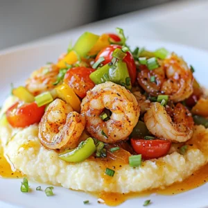 To make a delightful Cajun shrimp and grits, you'll need a few key ingredients. Here’s what you should gather: - 1 cup stone-ground grits - 4 cups water - 1 teaspoon salt - 2 tablespoons unsalted butter - 1 cup sharp cheddar cheese, shredded - 1 pound large shrimp, peeled and deveined - 2 tablespoons Cajun seasoning - 1 tablespoon olive oil - ½ cup green bell pepper, diced - ½ cup celery, diced - ½ cup onion, finely chopped - 2 cloves garlic, minced - 1 cup cherry tomatoes, halved - ¼ cup scallions, sliced (for garnish) - Additional salt and black pepper to taste Each ingredient plays an important role in building flavor. The stone-ground grits provide a creamy base. The shrimp bring a juicy bite coated in Cajun spice. Fresh vegetables add color and crunch. Don’t forget the scallions for a fresh finish! Gathering high-quality ingredients makes a big difference. Fresh shrimp and sharp cheddar cheese will elevate your dish. Enjoy the process of collecting these items, and prepare to create a dish that bursts with flavor! {{ingredient_image_2}} 1. First, grab a medium pot. Bring 4 cups of water to a rolling boil. 2. Once boiling, add 1 teaspoon of salt. This helps enhance the flavor. 3. Gradually whisk in 1 cup of stone-ground grits. Stir continuously to avoid lumps. 4. Lower the heat to a gentle simmer. Cook for about 20-25 minutes. Stir often until thick and creamy. 5. Remove from heat. Mix in 2 tablespoons of unsalted butter and 1 cup of shredded cheddar cheese. Stir until fully melted. Set the grits aside. 1. Heat 1 tablespoon of olive oil in a large skillet over medium heat. 2. Add ½ cup each of diced green bell pepper, celery, and finely chopped onion. Sauté for about 5 minutes. The veggies should soften and smell great. 3. Add 2 cloves of minced garlic. Sauté for another minute until fragrant. 1. In a mixing bowl, toss 1 pound of peeled and deveined shrimp with 2 tablespoons of Cajun seasoning. Make sure they are evenly coated. 2. Add the seasoned shrimp to the skillet with the sautéed vegetables. Cook for about 3-4 minutes. Flip the shrimp once until they turn pink and opaque. 3. Stir in 1 cup of halved cherry tomatoes. Cook for an additional 2 minutes until they soften. Taste and adjust seasoning with salt and black pepper as needed. 1. To plate, spoon generous portions of the creamy grits onto each dish. Create a well in the center. 2. Carefully top with the Cajun shrimp mixture. Make sure to include some sautéed vegetables and juicy tomatoes. 1. Sprinkle the dish with sliced scallions for a fresh crunch and color. 2. Serve right away and enjoy the vibrant flavors! When making Cajun shrimp and grits, you must choose the right grits. Stone-ground grits offer a rich, creamy texture. They have a deeper flavor than instant grits. Instant grits cook faster but lack the same taste. I prefer stone-ground for this dish. To cook stone-ground grits, start by boiling water. Add salt to enhance the flavor. Gradually whisk in the grits, stirring to prevent lumps. Cook them for 20-25 minutes, stirring often. This way, you get a thick and creamy consistency. Mix in butter and cheddar for extra flavor. Cajun seasoning is key to this dish. You can customize it to match your taste. If you prefer a mild flavor, use less seasoning. For more heat, add extra Cajun spice. Taste as you go. This helps find the perfect balance. You can also make your own Cajun blend. Combine paprika, cayenne, garlic powder, and thyme. This allows you to control the spice level even more. Timing is crucial for perfect shrimp. Overcooked shrimp can become rubbery. Cook shrimp for about 3-4 minutes. Look for them to turn pink and opaque. This means they are ready to eat. After adding shrimp to the pan, flip them halfway through cooking. This ensures even cooking. If you're unsure, cut one open. The flesh should be white and firm. Pro Tips Use Fresh Shrimp: For the best flavor and texture, opt for fresh shrimp rather than frozen. If using frozen, ensure they are fully thawed before cooking. Customize Your Cajun Seasoning: Feel free to adjust the amount of Cajun seasoning based on your spice preference. You can also make your own blend for a unique flavor. Perfectly Creamy Grits: Stir the grits frequently while they cook to prevent lumps and ensure a smooth, creamy consistency. Adding more butter or cheese will enhance richness. Garnish for Flavor: Beyond scallions, consider adding a squeeze of lemon or a sprinkle of fresh herbs like parsley or cilantro for an extra layer of flavor and freshness. {{image_4}} You can swap shrimp for chicken or andouille sausage. Both options bring great flavor. Just cook them the same way you do the shrimp. If you want a vegetarian dish, try mushrooms or tofu. They soak up the spices well and add a nice texture. You can add herbs or spices to the grits for extra flavor. Try stirring in some garlic powder or thyme. These additions make the grits taste even better. You can also use flavored broth instead of water. Chicken or vegetable broth adds depth to the dish. For side dishes, consider a simple salad or some sautéed greens. These options balance the richness of the main dish. As for drinks, a crisp white wine pairs nicely with the shrimp. If you prefer non-alcoholic, try iced tea or lemonade for a refreshing touch. To keep your Cajun shrimp and grits fresh, store them in separate containers. Place the cooled grits in an airtight container in the fridge. Shrimp and veggies can also go in a separate container. This way, the flavors stay intact. For the best taste, eat leftovers within three days. When reheating, add a splash of water or broth to the grits. This helps restore their creamy texture. Use low heat on the stove or microwave. Stir often to keep everything smooth. If you want to freeze portions, let the dish cool completely first. Divide the grits and shrimp into freezer-safe bags. Press out as much air as you can before sealing. This prevents freezer burn. To thaw, move the bags to the fridge overnight. For quick thawing, place them in a bowl of warm water. When ready to eat, reheat gently on the stove. Add a little liquid to the grits to keep them creamy. Cook until everything is hot and ready to enjoy. Cajun Shrimp and Grits has roots in Southern cooking, especially in Louisiana. The dish came from the Acadian people who settled in this region. They used simple, local ingredients to create hearty meals. Grits are made from corn, a staple in the South. Shrimp became popular due to the coastal waters. Over time, this dish blended French, African, and Spanish flavors. Today, it represents the heart of Cajun culture. You can make Cajun Shrimp and Grits healthier by adjusting a few ingredients. Use low-fat cheese instead of sharp cheddar. You can also add more veggies like spinach or zucchini. Opt for cooking the shrimp in less oil. Instead of butter, try olive oil for a lighter option. You may swap regular grits for whole grain or cauliflower grits. These swaps can help cut calories and fat while keeping great taste. Yes, you can prepare Cajun Shrimp and Grits ahead of time. Cook the grits and shrimp separately. Store each in the fridge for up to three days. When you're ready to serve, reheat the grits with a bit of water to restore creaminess. Cook the shrimp briefly in a skillet to warm them up. This method keeps the dish fresh and tasty for later. If you need substitutes for Cajun seasoning, you have options. You can mix paprika, garlic powder, and black pepper for a simple blend. Try adding cayenne for heat or thyme for a herby touch. Another option is to use chili powder, which adds a nice flavor. Creating your own mix allows you to control the spice level and taste. You can tell shrimp are cooked when they turn pink and opaque. The shrimp should curl slightly as they cook. If they look firm and not translucent, they're ready. Overcooked shrimp become tough and rubbery, so watch closely. Cooking takes only about 3-4 minutes. Enjoy soft, juicy shrimp for the best flavor and texture. Cajun shrimp and grits is a tasty dish that blends rich flavors and textures. You learned how to prepare grits, cook shrimp, and sauté vegetables. With tips on spice adjustments and storage, you can enjoy this dish anytime. Try different proteins or flavor your grits to make it your own. Remember, cooking is about fun and creativity. Enjoy your meal, and impress friends and family with your skills. Simple steps can lead to delicious results.