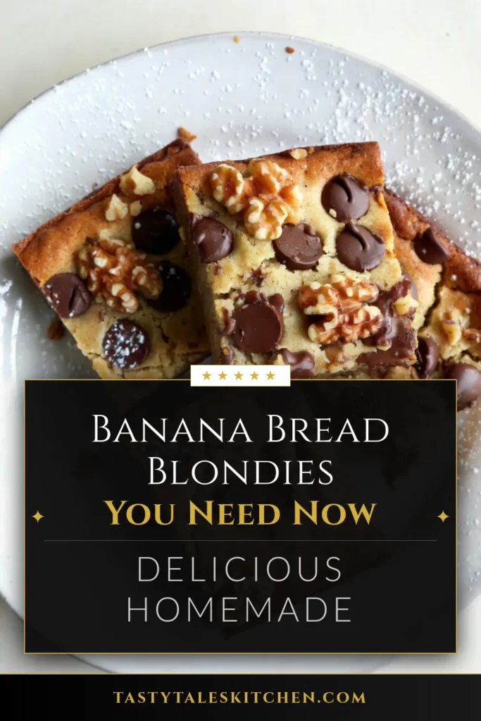 Indulge in our delicious Chocolate Chip Banana Bread Blondies, a must-try banana blondie recipe that combines the best of banana dessert recipes and easy chocolate chip blondies. These homemade blondies with chocolate chips are simple to make and perfect for any occasion. Bake a batch today and enjoy a delightful twist on traditional banana bread! Save this recipe for later! #BananaBlondies #ChocolateChipBlondies #EasyDesserts #BakingRecipes