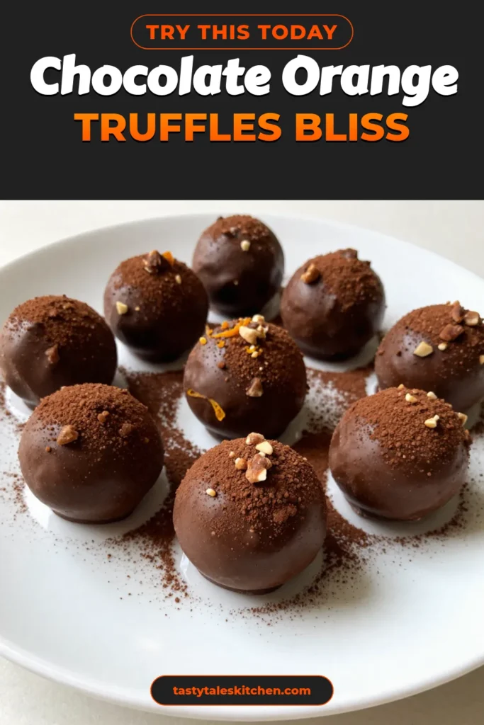 Indulge in the rich flavors of chocolate orange truffles with this no-bake chocolate truffles recipe. These gourmet chocolate desserts with orange zest are perfect for special occasions or a sweet treat any time. Discover how to create velvety dark chocolate truffles that impress! Perfect for gifting or enjoying yourself, these truffles are sure to delight. Save this chocolate orange truffles recipe for your next dessert adventure! #ChocolateOrangeTruffles #NoBakeDesserts #GourmetTruffleRecipe #ChocolateDessert