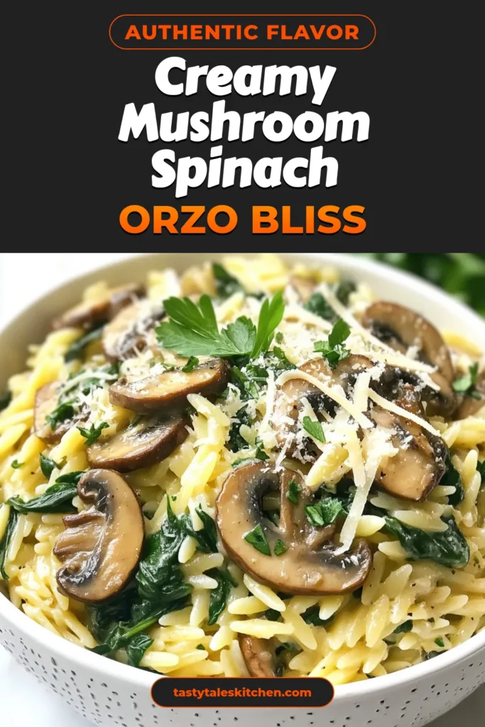 Indulge in this creamy mushroom orzo, a delightful spinach orzo recipe that's the perfect easy creamy pasta dish. This vegetarian orzo recipe is not only delicious but also quick to make, making it an ideal comfort food orzo option for any night of the week. Try it out and savor the rich flavors! Save this recipe for a cozy dinner and enjoy every creamy bite! #CreamyMushroomOrzo #SpinachOrzoRecipe #VegetarianOrzoRecipes #ComfortFoodOrzo