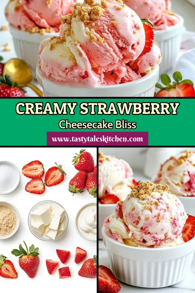 Dive into this delicious strawberry cheesecake ice cream that combines the creamy flavors of classic cheesecake with fresh strawberries! This easy no churn strawberry ice cream recipe is perfect for summer. With simple ingredients and a few easy steps, you’ll create a delightful homemade ice cream that everyone will love. Get ready to impress your friends with this fresh strawberry ice cream recipe. Save this easy cheesecake ice cream for a tasty treat! #StrawberryCheesecake #IceCreamRecipes #NoChurnIceCream #DessertIdeas