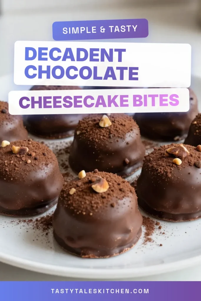 Indulge in these irresistible chocolate covered cheesecake bites! This no-bake cheesecake bites recipe is perfect for those looking for an easy cheesecake dessert that satisfies every sweet tooth. These homemade chocolate treats are simple to make and perfect for gatherings or a cozy night in. Try this cheesecake ball recipe today and treat yourself to a delicious bite-sized dessert. Save this recipe for later! #ChocolateCoveredCheesecakeBites #NoBakeCheesecake #EasyDessert #HomemadeTreats