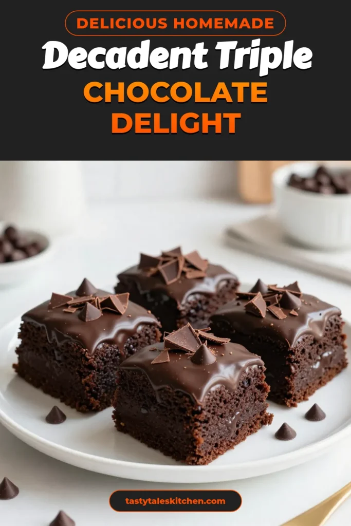 Indulge in the ultimate chocolate lover&rsquo;s dream with this easy Triple Chocolate Fudge Cake. This fudgy chocolate cake is packed with rich flavors and is perfect for any occasion. Try this homemade chocolate cake &mdash; the delicious combination of semi-sweet and dark chocolate will have everyone asking for seconds! Bake this delectable dessert today and experience pure bliss. Save this recipe for your next chocolate craving! #TripleChocolateFudgeCake #ChocolateDessertRecipes #FudgyChocolateCake #EasyChocolateCakeRecipe