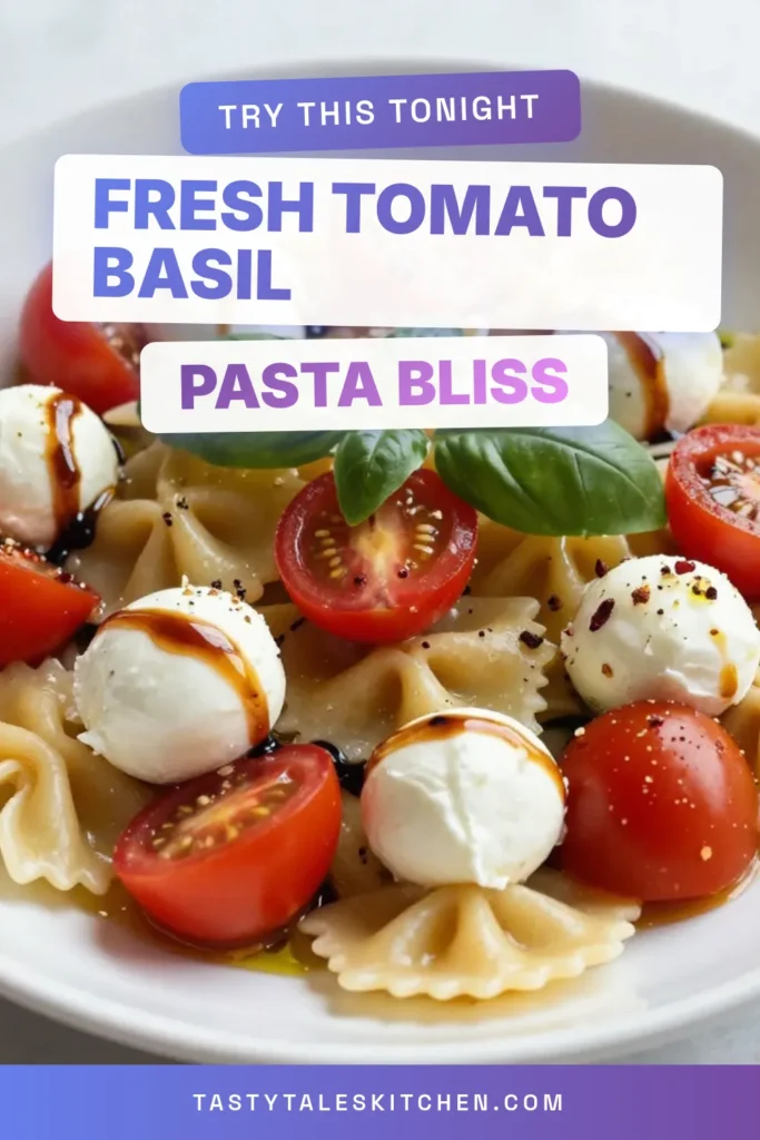 Discover the deliciousness of Tomato Basil Pasta Salad with our Caprese Pasta Salad Recipe! This Easy Pasta Salad with Mozzarella combines fresh cherry tomatoes, creamy mozzarella, and fragrant basil, all tossed in a zesty cold pasta salad with balsamic dressing. Perfect for potlucks or a refreshing lunch, it&rsquo;s a dish that everyone will love. Try it today and elevate your summer meals! Save this recipe! #PastaSalad #CapreseSalad #BasilRecipes #EasyRecipes