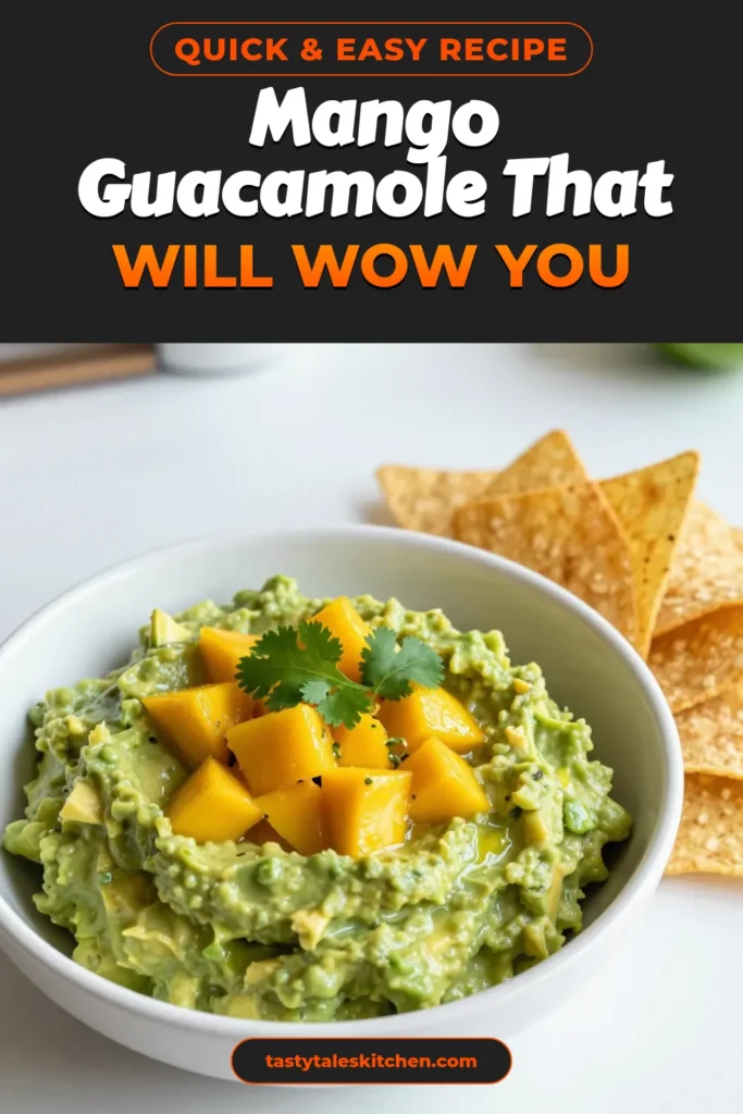 Discover the deliciousness of this easy Mango Guacamole Recipe! This Fresh Guacamole with Mango combines creamy avocado with zesty jalape&ntilde;os for a perfect party dip. Our Avocado and Mango Dip is not only refreshing but also a great way to impress your guests. Make this Zesty Guacamole for Parties in just 10 minutes and serve with tortilla chips for a delightful treat. Save this recipe for your next gathering! #MangoGuacamole #GuacamoleForParties #EasyGuacamole #AppetizerIdeas