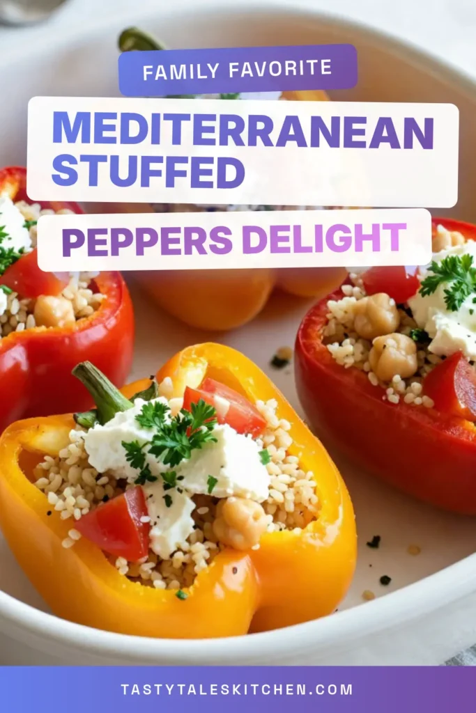Discover the deliciousness of Mediterranean stuffed peppers with this quinoa stuffed bell peppers recipe! Bursting with flavor from chickpeas, feta cheese, and vibrant veggies, these healthy stuffed peppers are perfect for any meal. Elevate your dining experience with this easy chickpea bell pepper recipe that combines wholesome ingredients and delightful aromas. Try it today and savor every bite! #MediterraneanFood #HealthyRecipes #StuffedPeppers #Quinoa