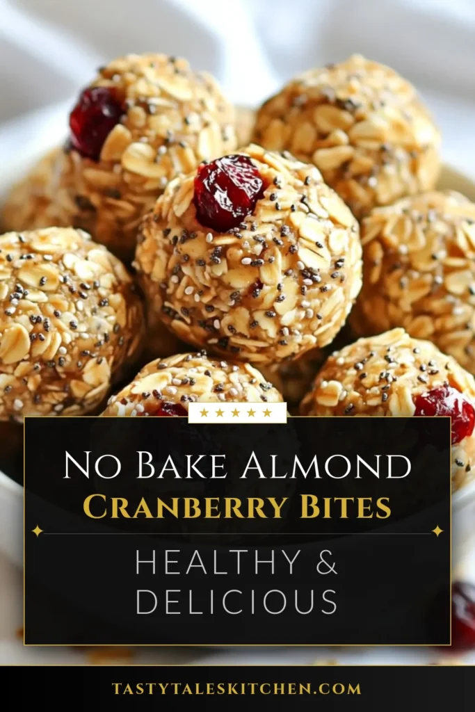 Discover the perfect snack with these Almond Cranberry Energy Bites! These healthy energy snacks are made with almond butter, rolled oats, and dried cranberries, providing a delicious no-bake option for busy days. Ideal for a protein boost, these homemade protein bites are easy to prepare and perfect for on-the-go snacking. Try this almond butter recipe today and enjoy a nutritious treat! Save this for later! #HealthySnacks #NoBakeRecipes #ProteinBites #AlmondButter
