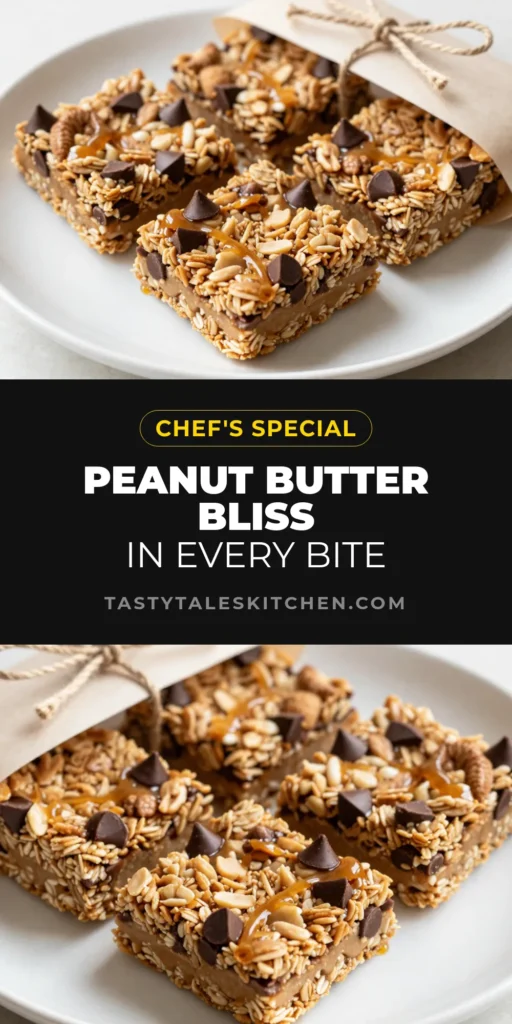 Indulge in deliciously simple Peanut Butter Chocolate Chip Granola Bars! This healthy snack recipe combines oats, creamy peanut butter, and mini chocolate chips for the perfect no-bake granola bars. Packed with energy-boosting ingredients, this chocolate chip granola recipe is great for on-the-go munching. Try this homemade granola bars recipe today! Save this recipe for your next snack! #PeanutButterGranolaBars #HealthySnackRecipes #NoBakeGranolaBars #GranolaRecipe