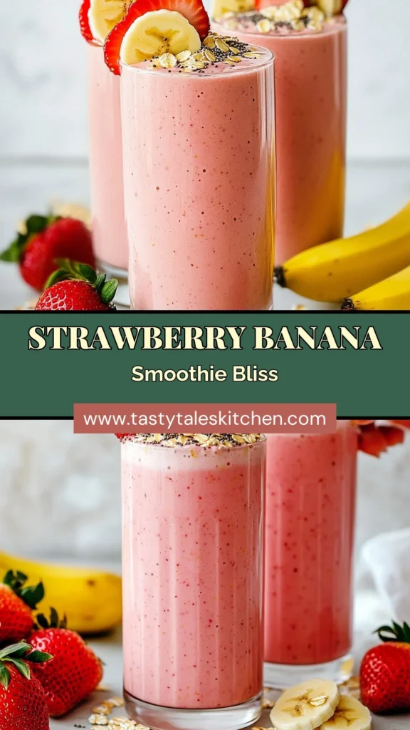 Discover the delicious Strawberry Banana Oat Smoothie, a perfect blend of sweet strawberries and ripe bananas with nutritious oats. This oat smoothie recipe is not only tasty but also a healthy smoothie with oats. Made with almond milk, it's an incredible chia seed smoothie recipe option too. Enjoy this refreshing drink as a quick breakfast or snack. Save this recipe for a nutritious boost today! #SmoothieRecipe #HealthyEating #OatSmoothie #StrawberryBanana