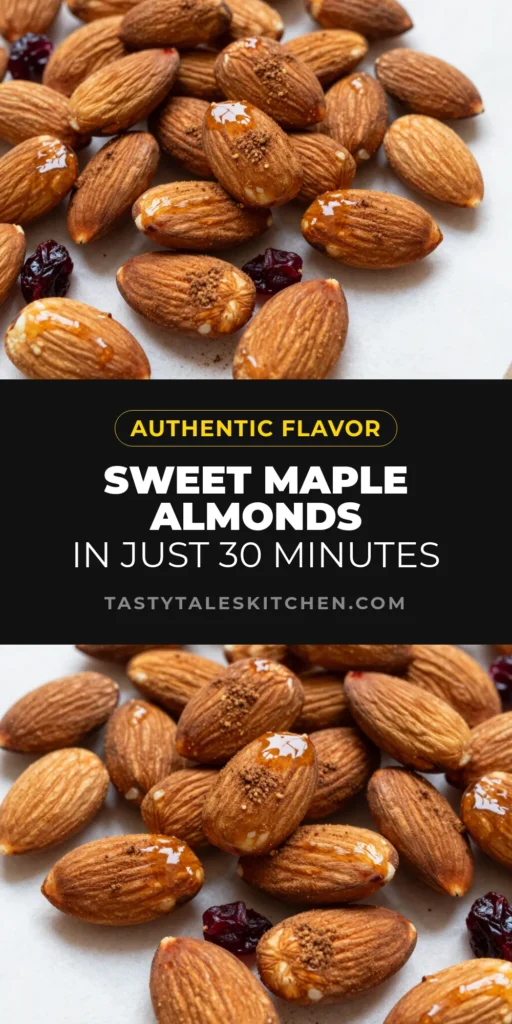 Indulge in these irresistible Maple Cinnamon Roasted Almonds, the perfect healthy almond snack recipe! This easy roasted almonds recipe combines the sweetness of maple syrup with warm cinnamon for a delightful treat. Whether you're looking for a snack to satisfy your cravings or a tasty topping for yogurt, this cinnamon almond recipe is versatile and delicious. For a fruity twist, try adding dried cranberries. Save this recipe today! #HealthySnacks #NutSnack #AlmondRecipes #EasyRecipes