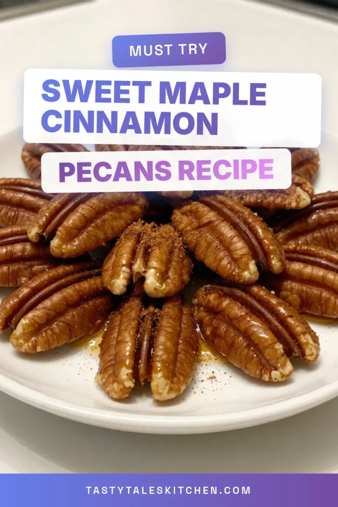 Discover the perfect blend of sweet and spice with these Maple Cinnamon Roasted Pecans! This easy roasted pecan recipe is a delightful maple snack that transforms simple ingredients into healthy pecan toppings for salads or cheese platters. Gather your favorites and whip up these irresistible sweet and spicy nuts today. Don&rsquo;t forget to save this recipe for later! #MapleCinnamonPecans #RoastedPecanRecipe #EasyMapleSnack #SweetAndSpicyNuts